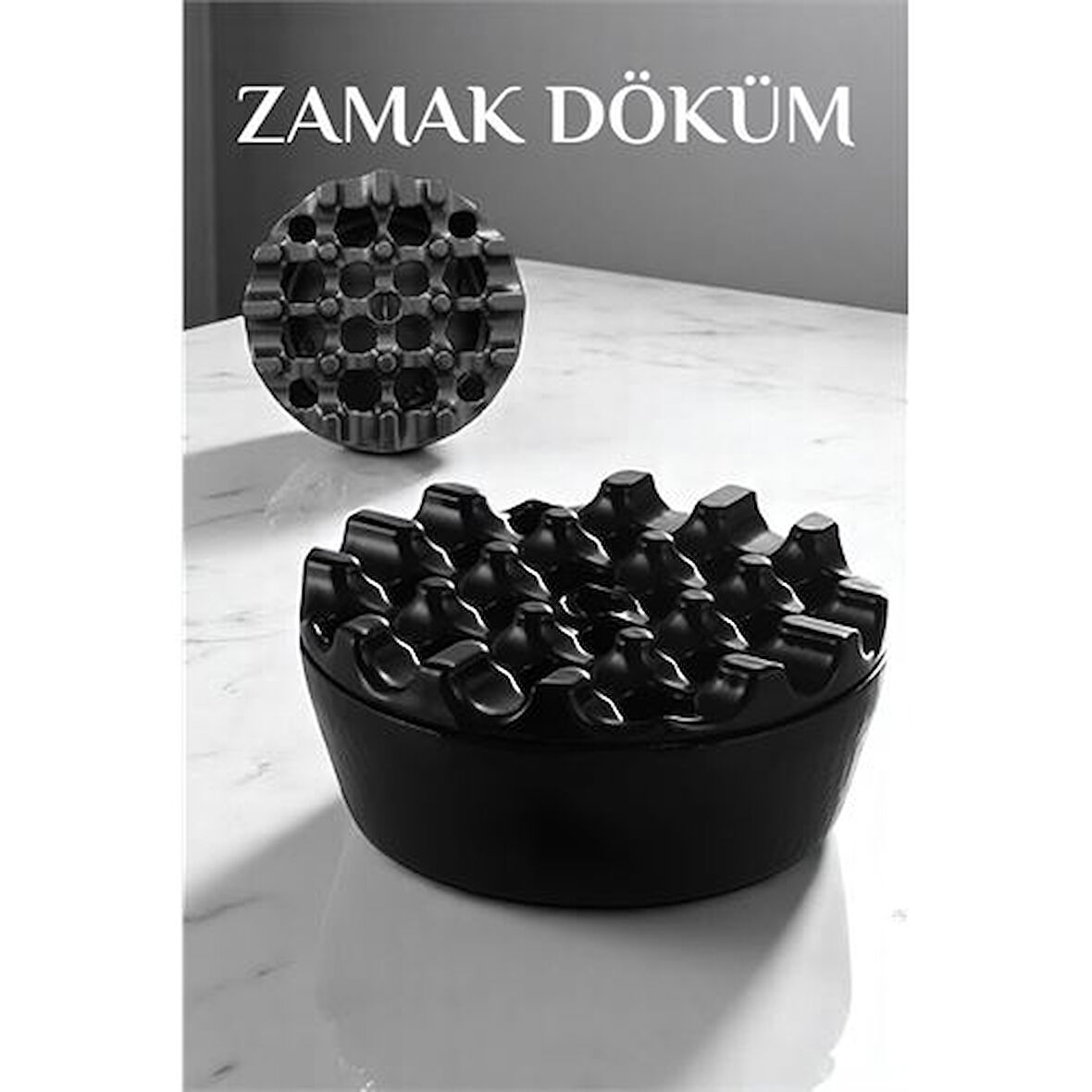 HSNET Kapaklı Zamak Döküm Yuvarlak Küllük Metal Kül Tablası - Kafe Küllüğ?