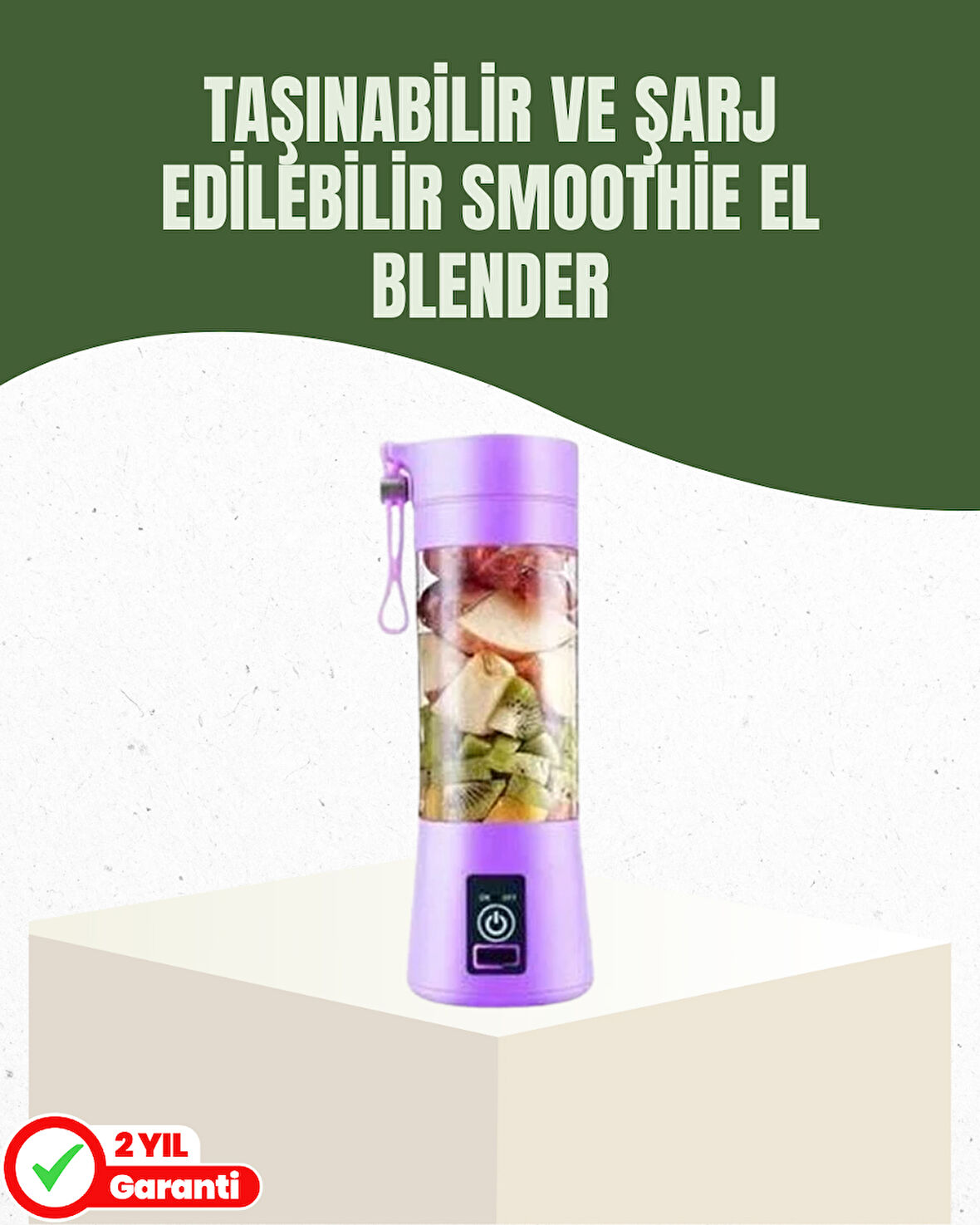 USB Şarjlı Portatif Blender 380ml Çelik 304 Bıçaklı Mobil Smoothie Maker