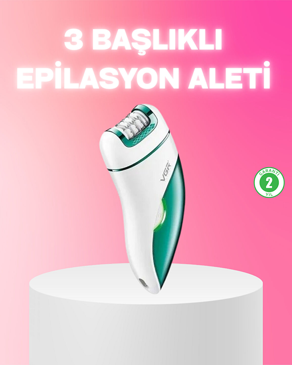 3 in 1 Epilatör Metal Başlıklı IPX5 Su Geçirmez 90 Dakika Şarjlı Epilasyon Ci