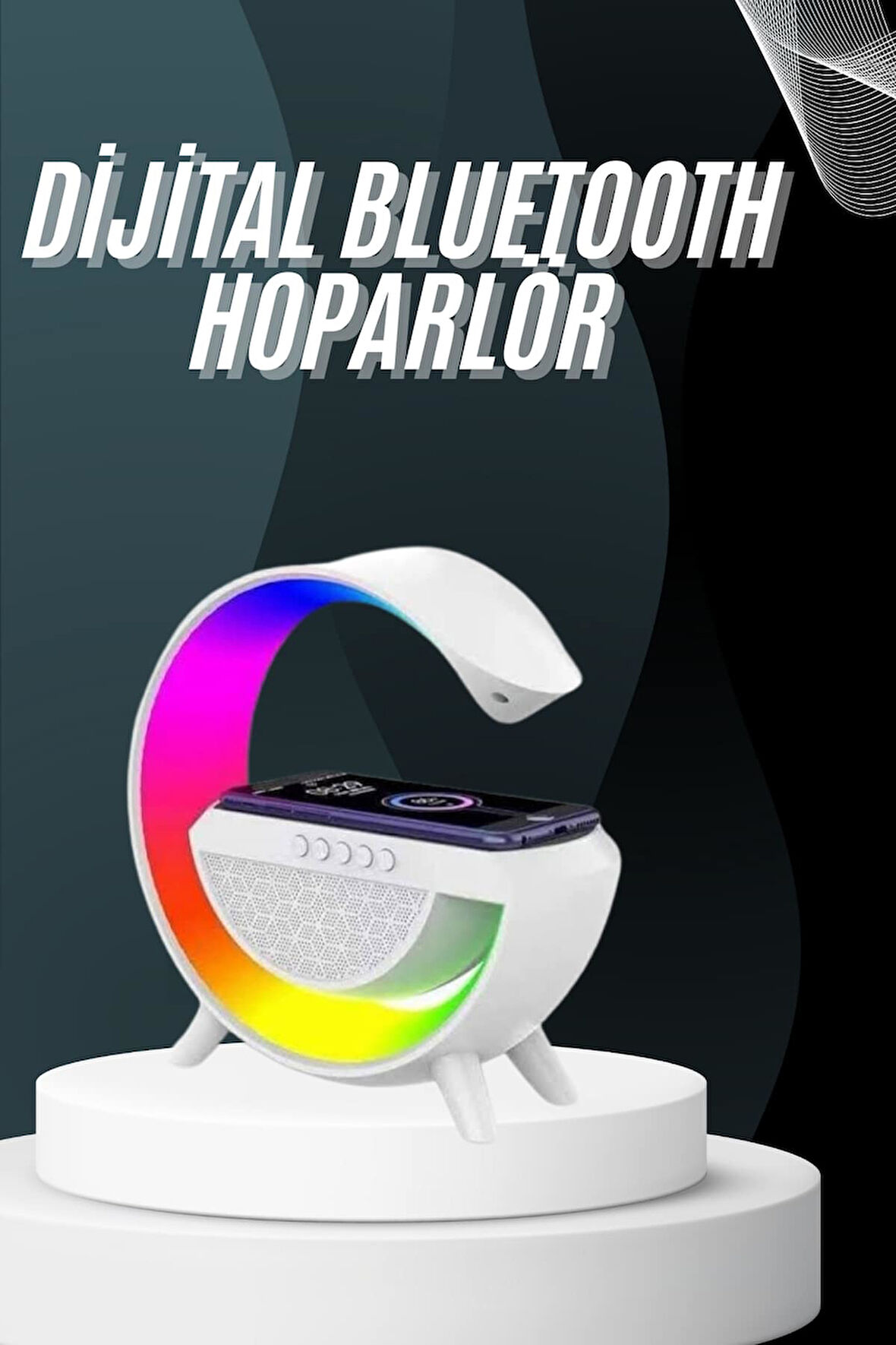 Bluetooth Hoparlör G Şekli Atmosfer Akıllı Rgb Lamba Wireless Kablosuz Şarj