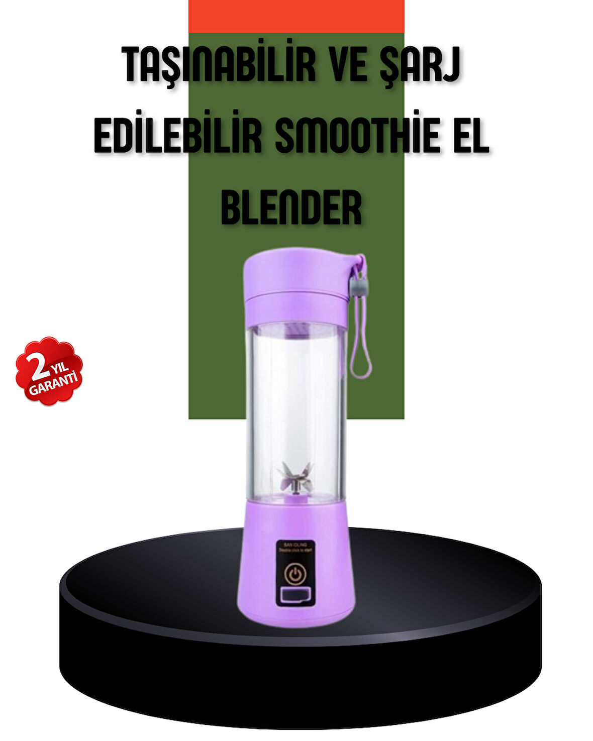 Taşınabilir USB Şarjlı Mini Smoothie Blender 380ml Çelik Bıçaklı Portatif