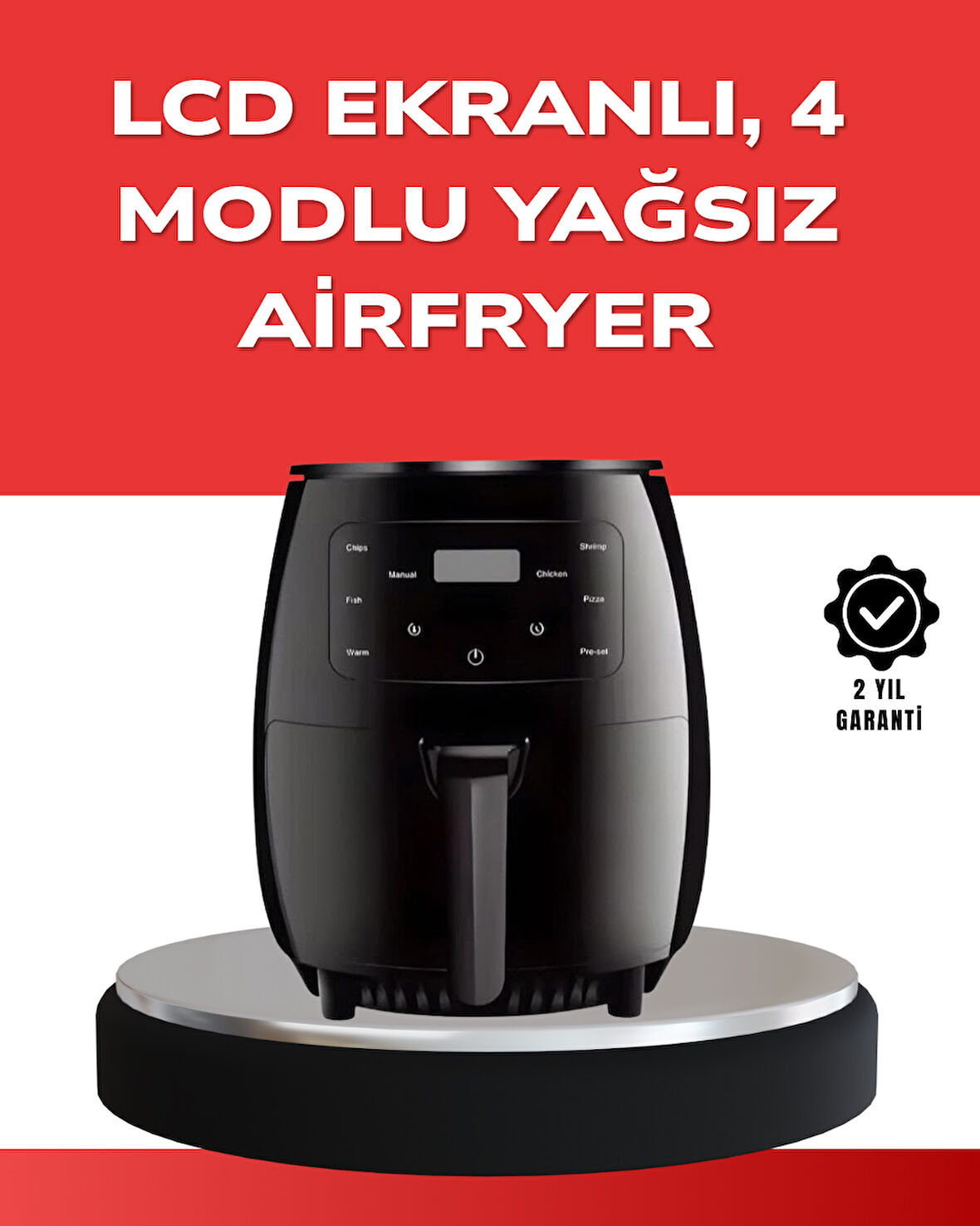 Büyük Boy 6 Litre Airfryer 2400W Sesli Uyarı LCD Ekran