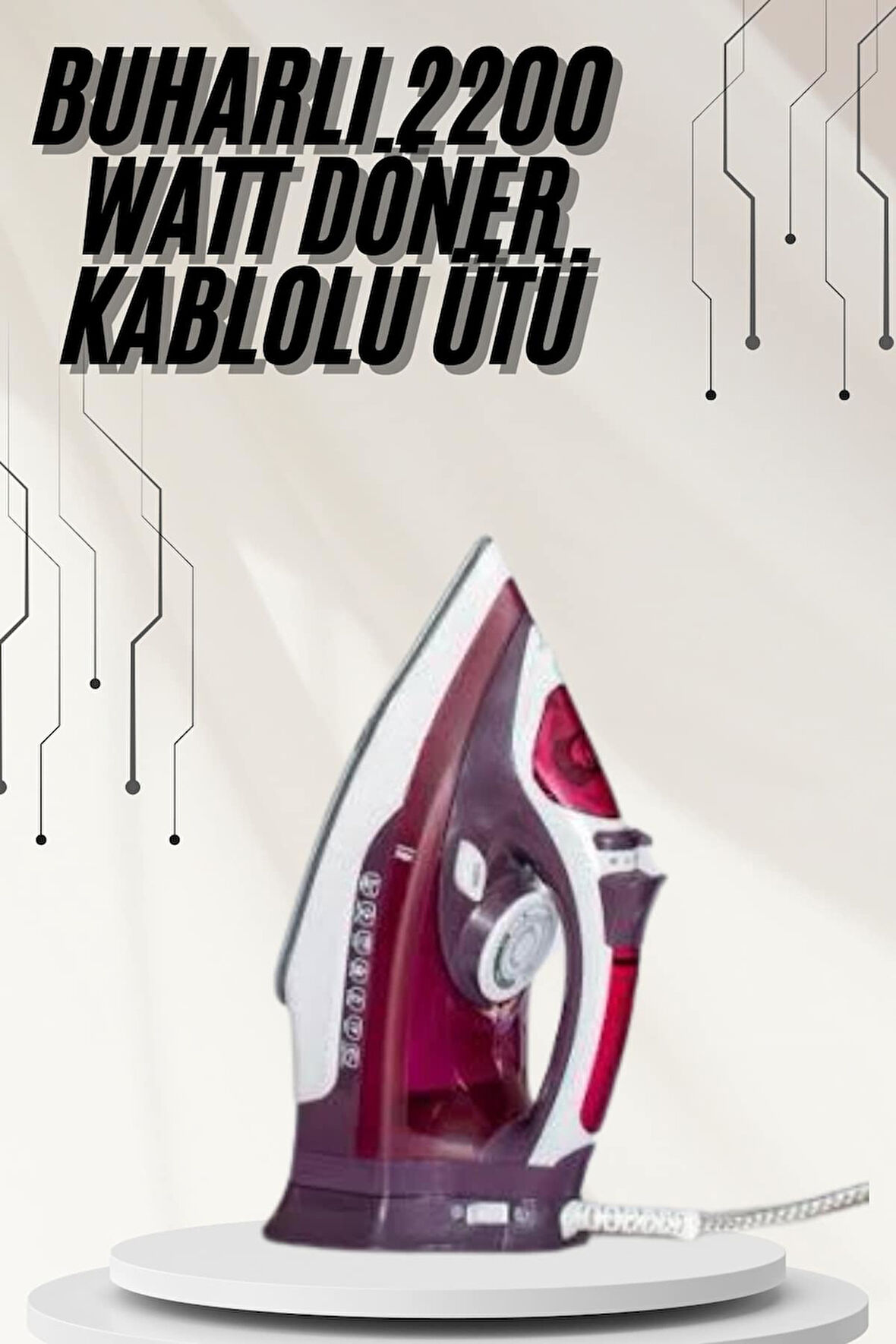 Modern Tasarım 2200W Dayanıklı Buharlı Seramik Kaplama Ütü