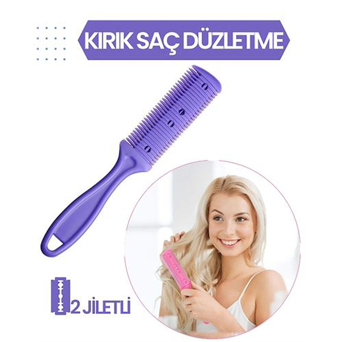 HSNET 2 Jiletli Kırık Saç Düzeltme İnceltme Tarağı