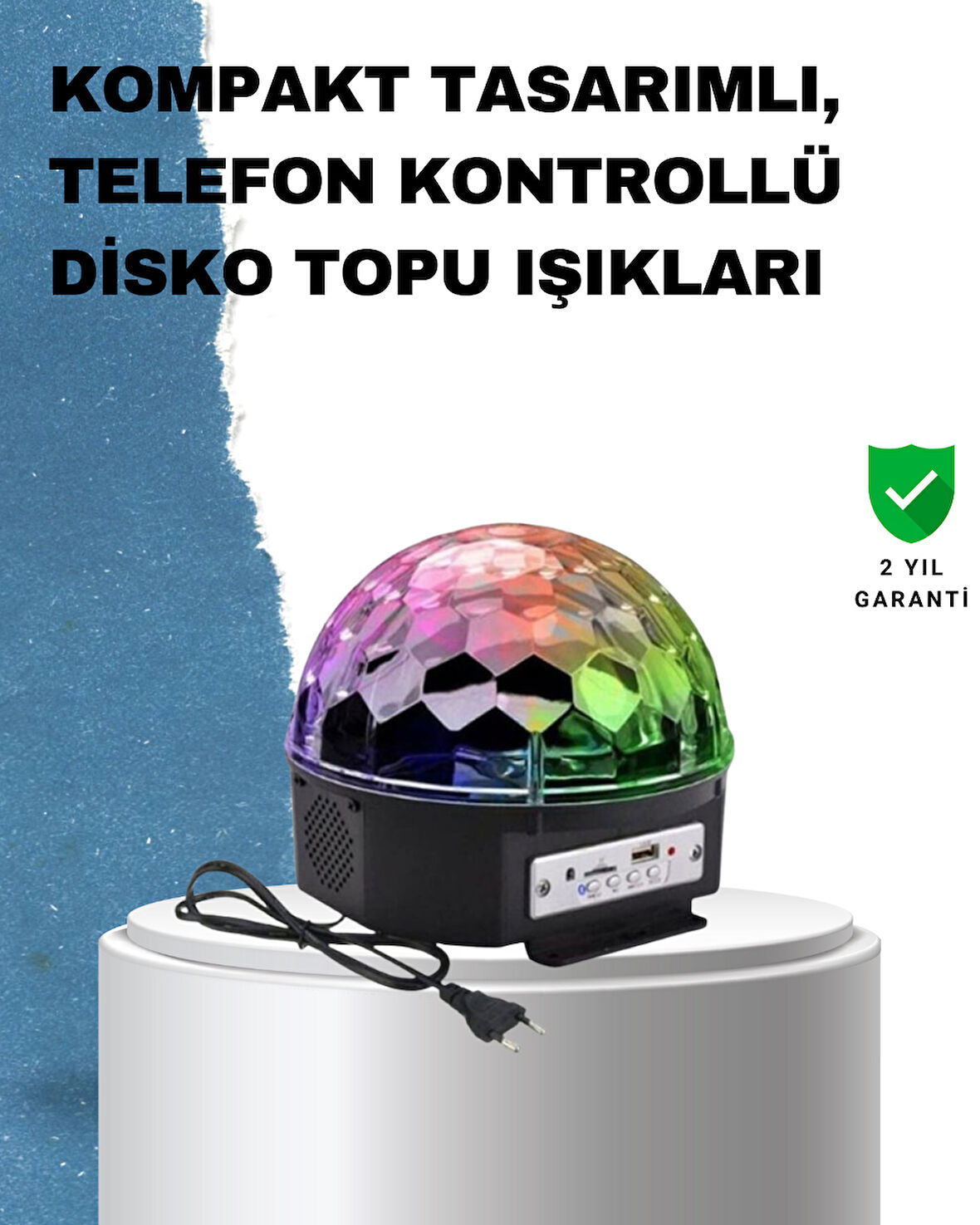 Taşınabilir RGB Disko Topu Bluetooth ve Uzaktan Kumanda Özellikli