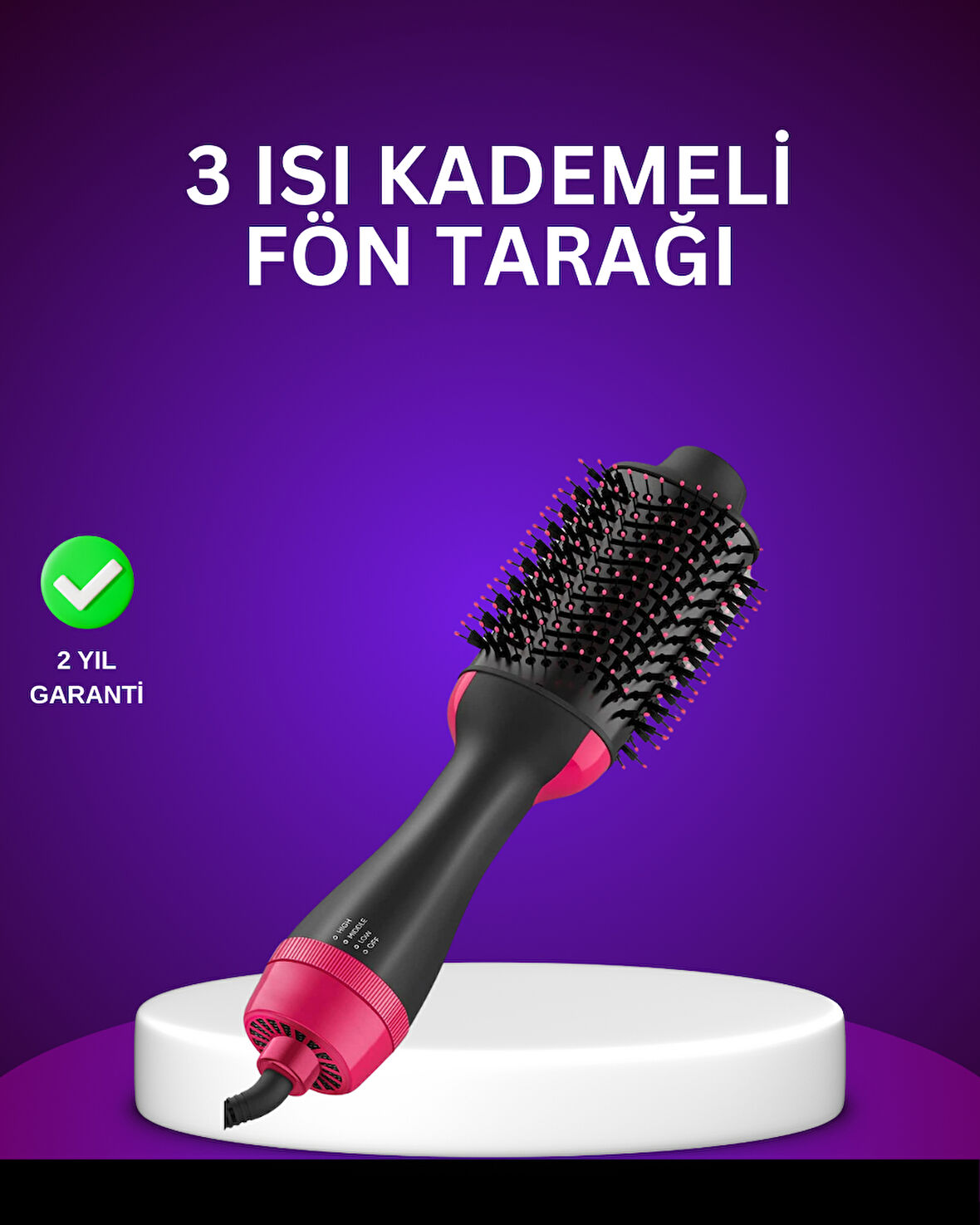 Negatif İyon Teknolojili Saç Kurutma ve Şekillendirme Fırçası