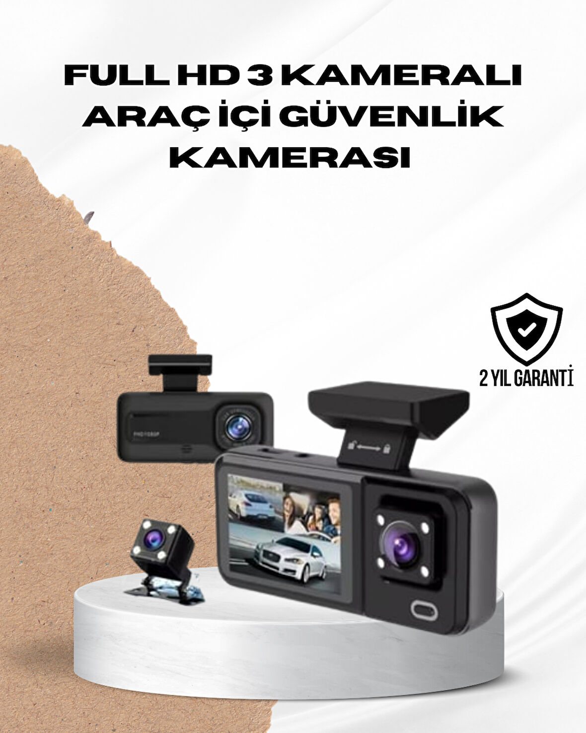 Wi-Fi Bağlantılı Full HD Araç Kamera Seti 3 Kameralı Park Koruma ve Döngü Kay