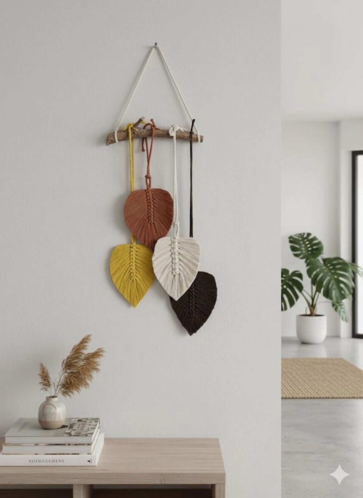 Makrome Duvar Süsü Yaprak Model