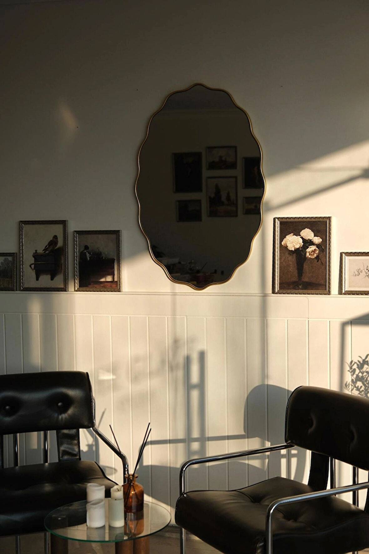 60x90 Gold Çerçeveli Asimetrik Ayna / Düzensiz Ayna / Dekor Aynası