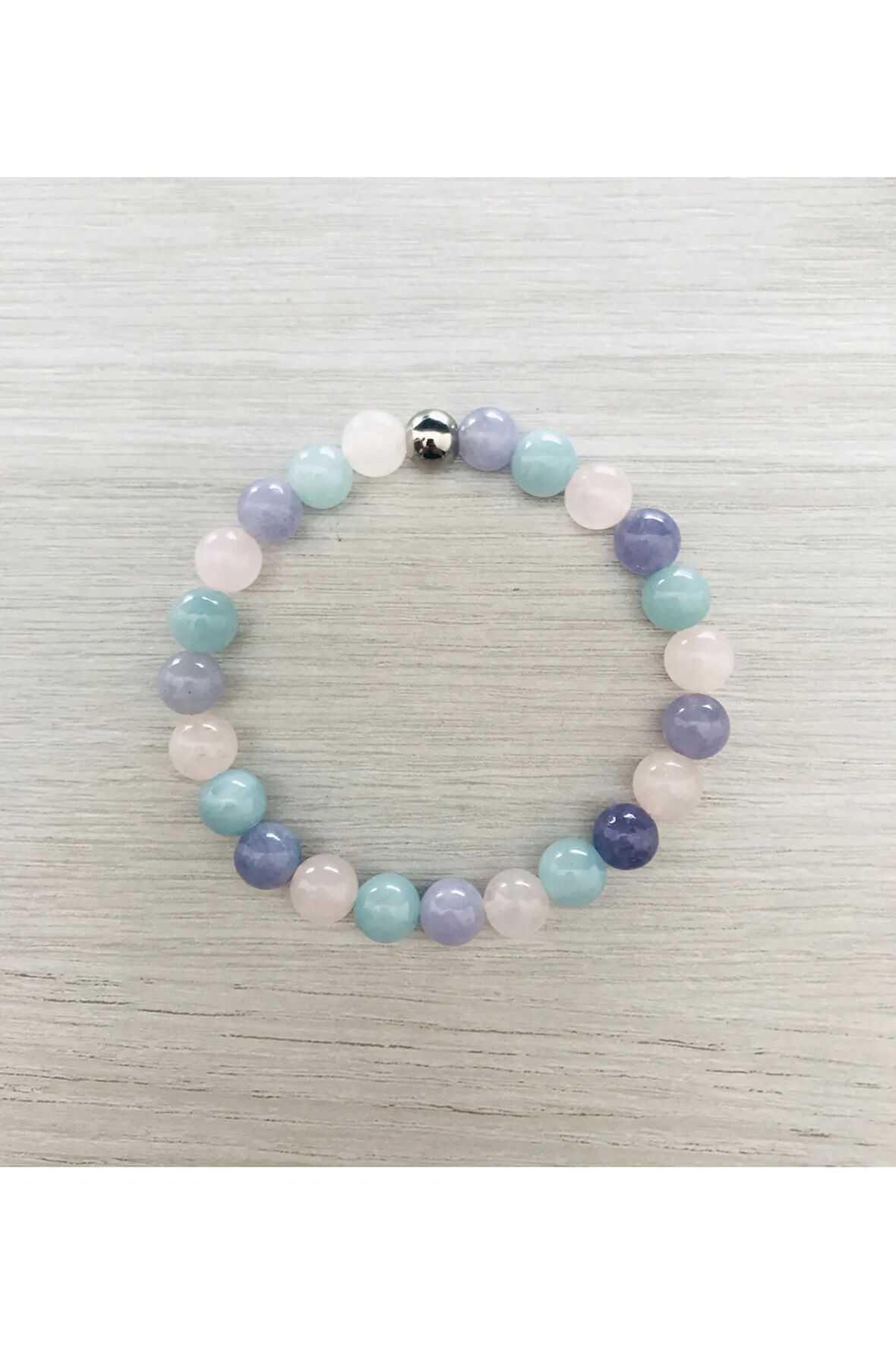 MK TASARIM GERÇEK, PEMBE KUVARS, MAVİ KUVARS, MOR KUVARS BİLEKLİK MKT064