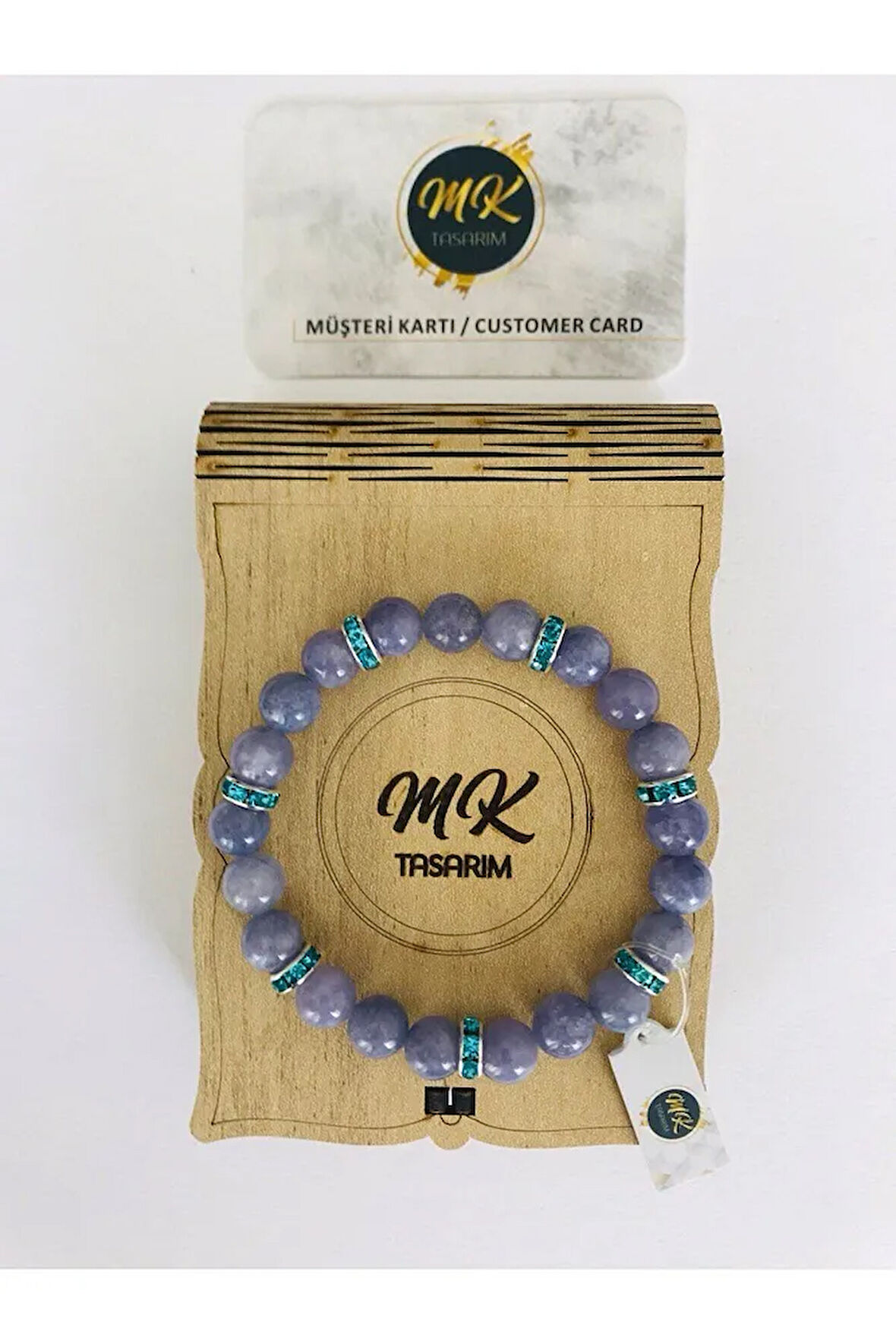 MK TASARIM GERÇEK MOR KUVARS TAŞI BİLEKLİK MK12001