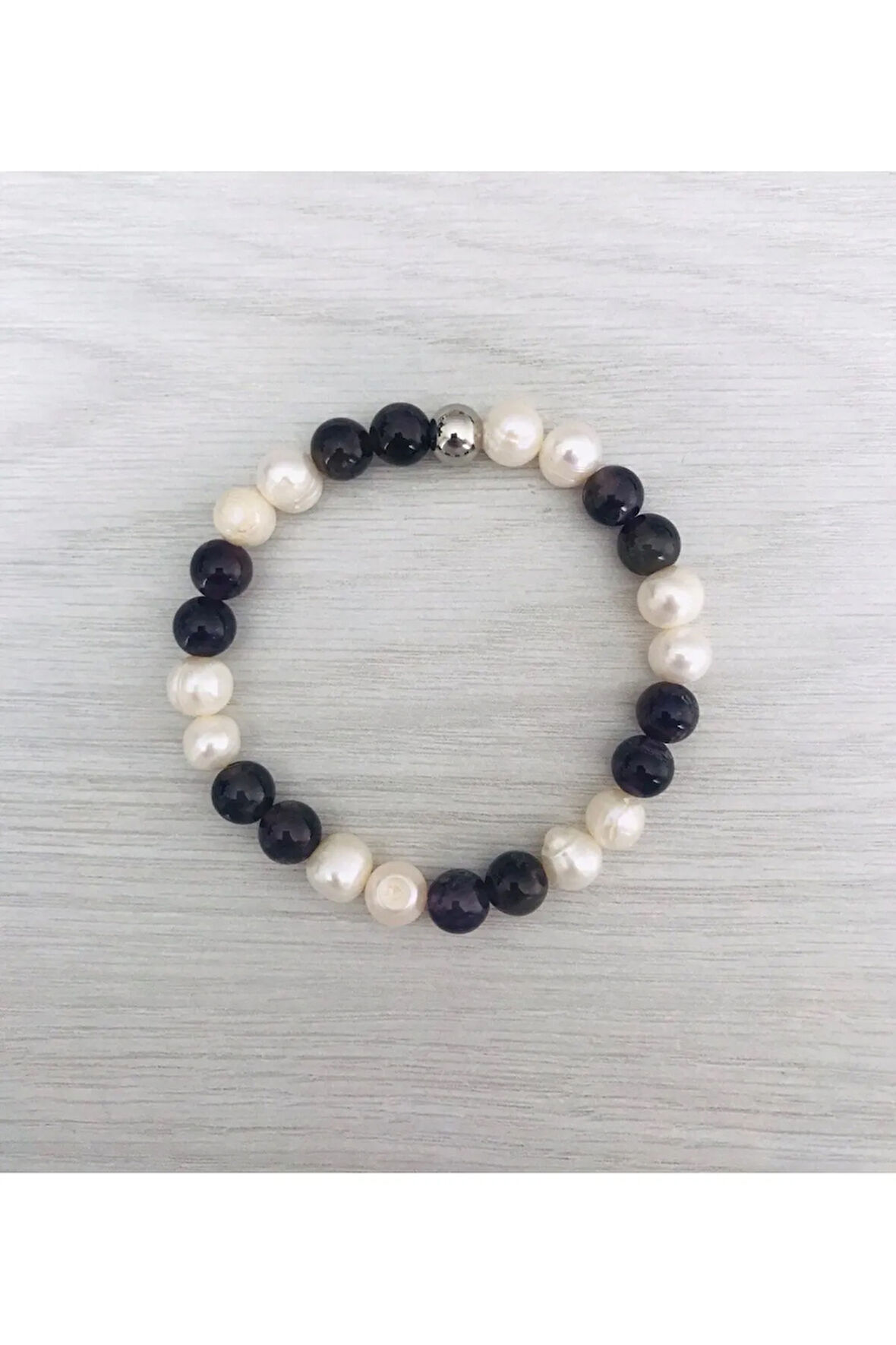 MK TASARIM GERÇEK İNCİ AMETİST TAŞI BİLEKLİK MKT20250009