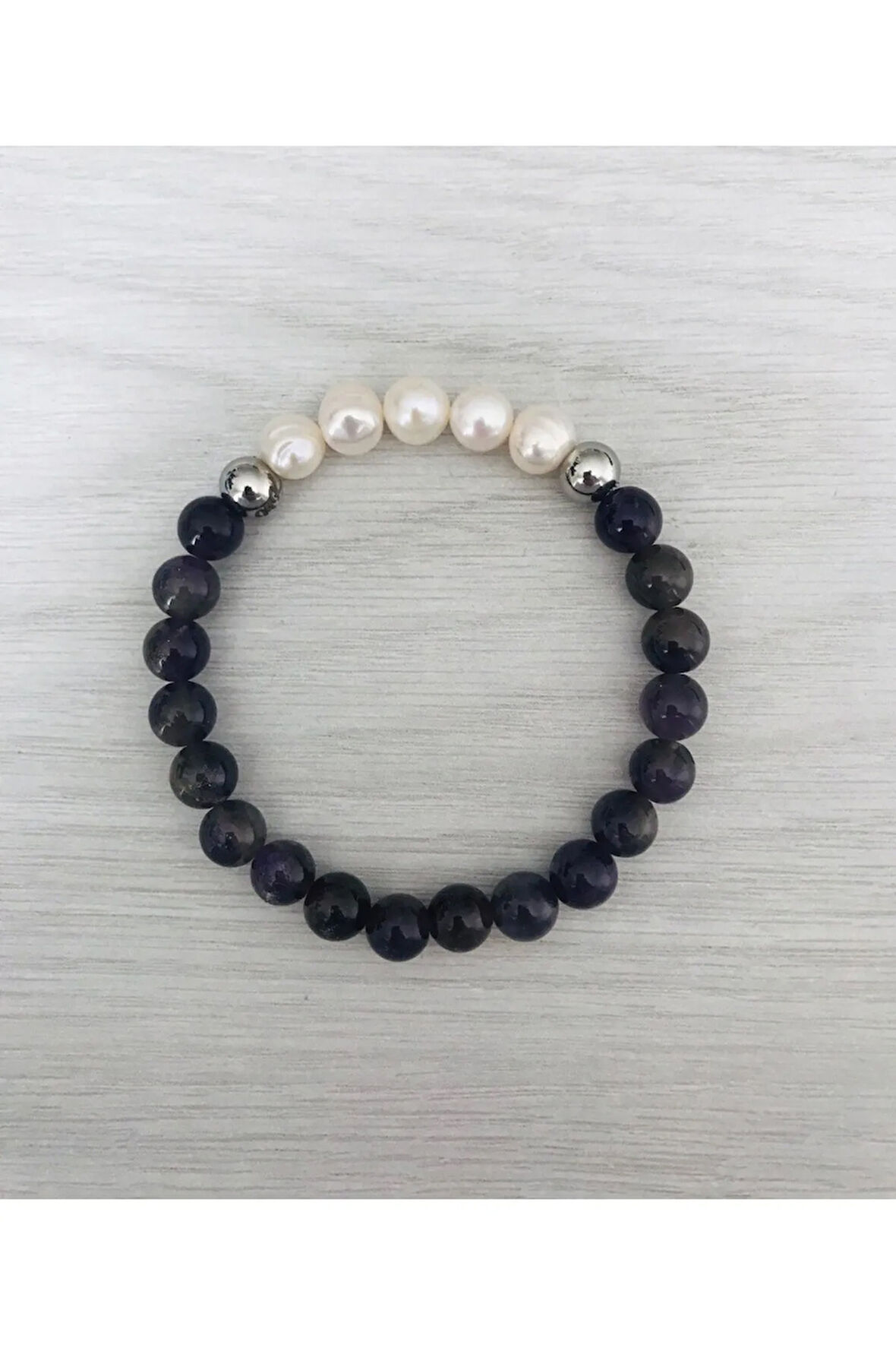 MK TASARIM GERÇEK AMETİST - İNCİ BİLEKLİK MKT2025013