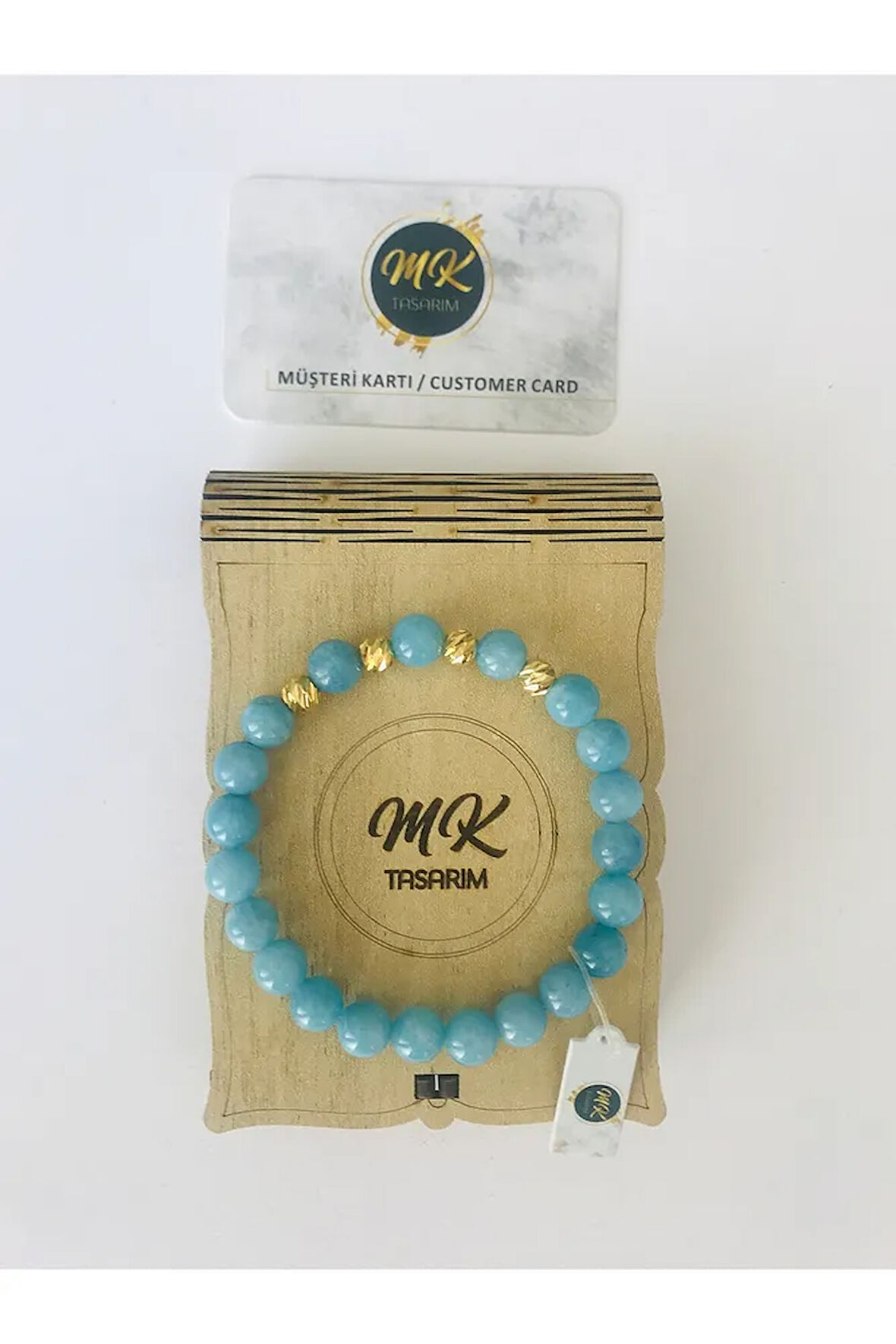 MK TASARIM GERÇEK MAVİ KUVARS TAŞI BİLEKLİK MKT6009