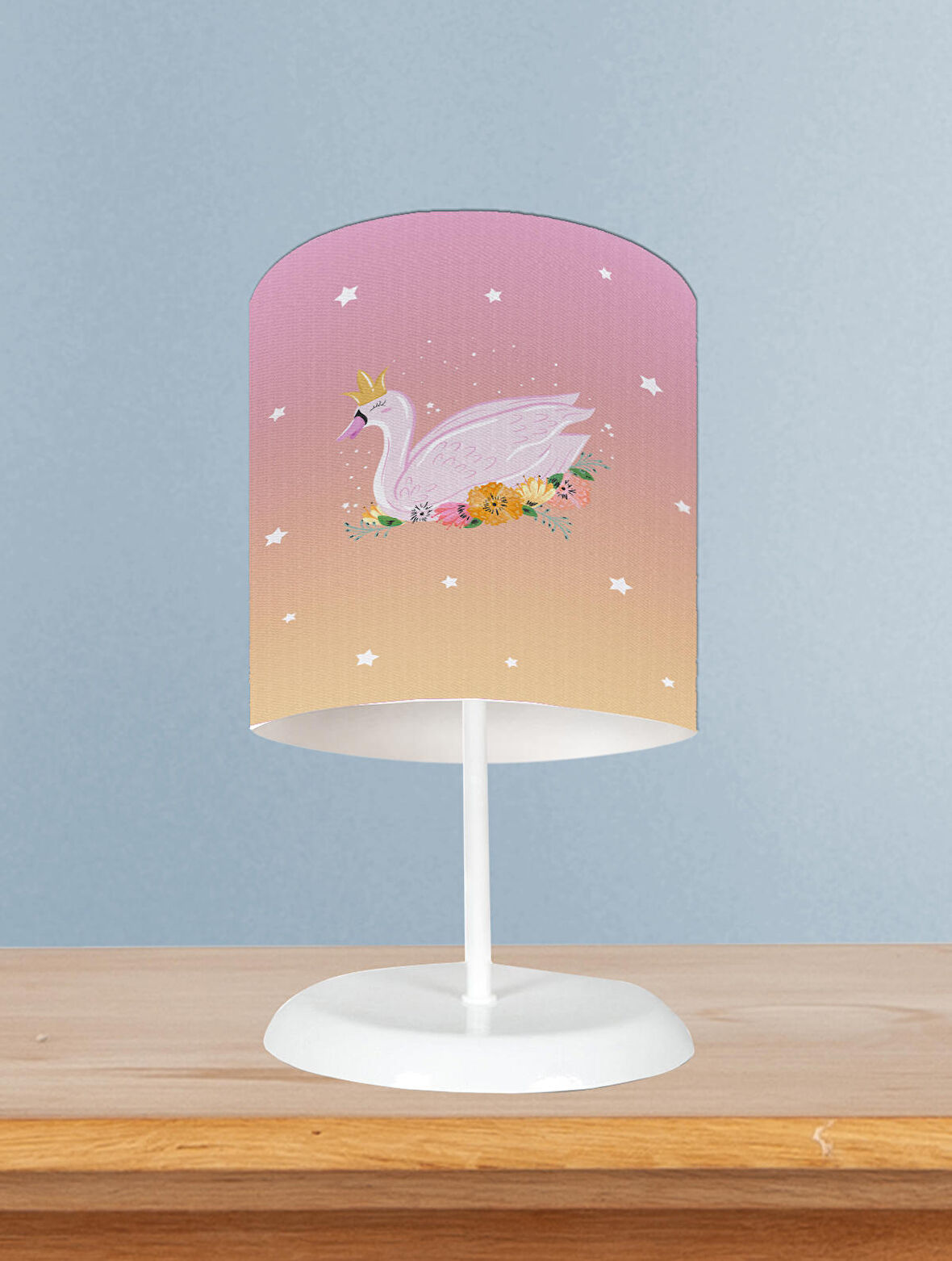 MEKTA HOME BEBEK VE ÇOCUK ODASI Çiçekli Kuğu Desenli Abajur