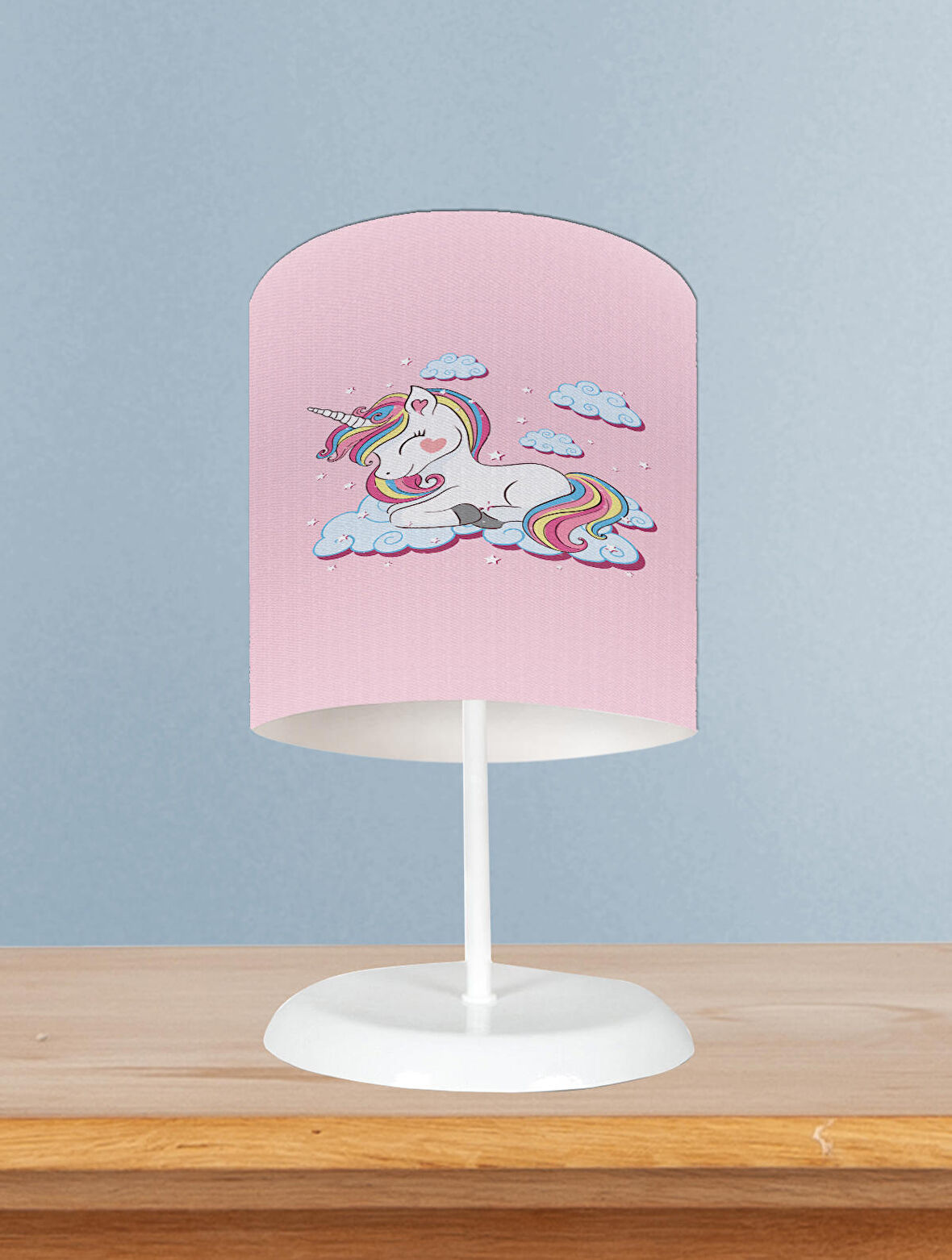 MEKTA HOME BEBEK VE ÇOCUK ODASI Bulutlu Unicorn Desenli Abajur