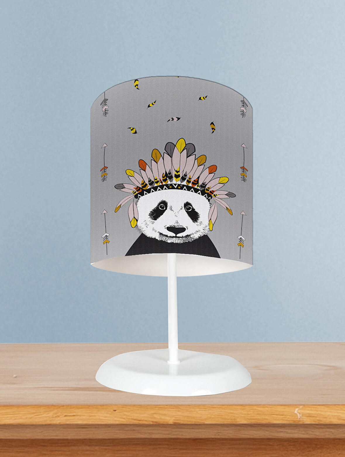 MEKTA HOME BEBEK VE ÇOCUK ODASI Kızılderili Panda Desenli Abajur