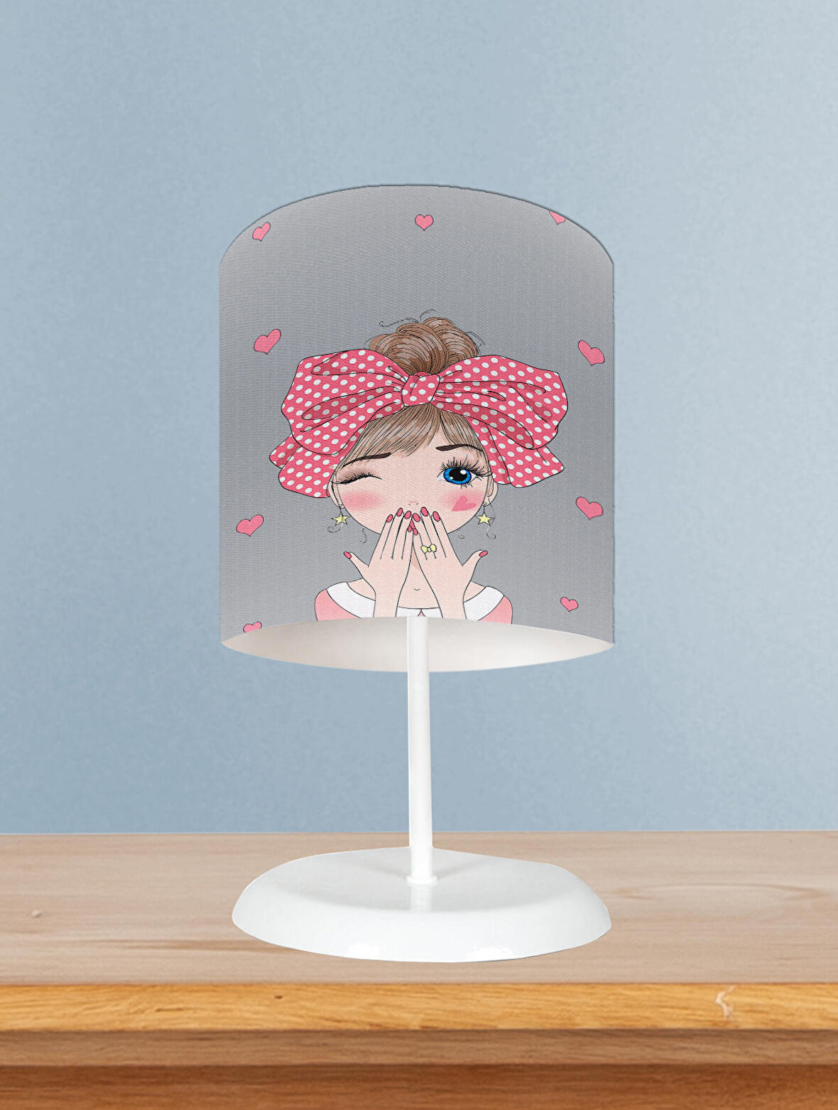 MEKTA HOME BEBEK VE ÇOCUK ODASI Fiyonklu Kız Desenli Abajur