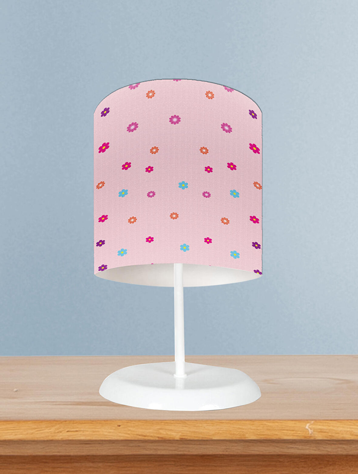 MEKTA HOME BEBEK VE ÇOCUK ODASI Seksek ve Renkli Çiçek Desenli Abajur