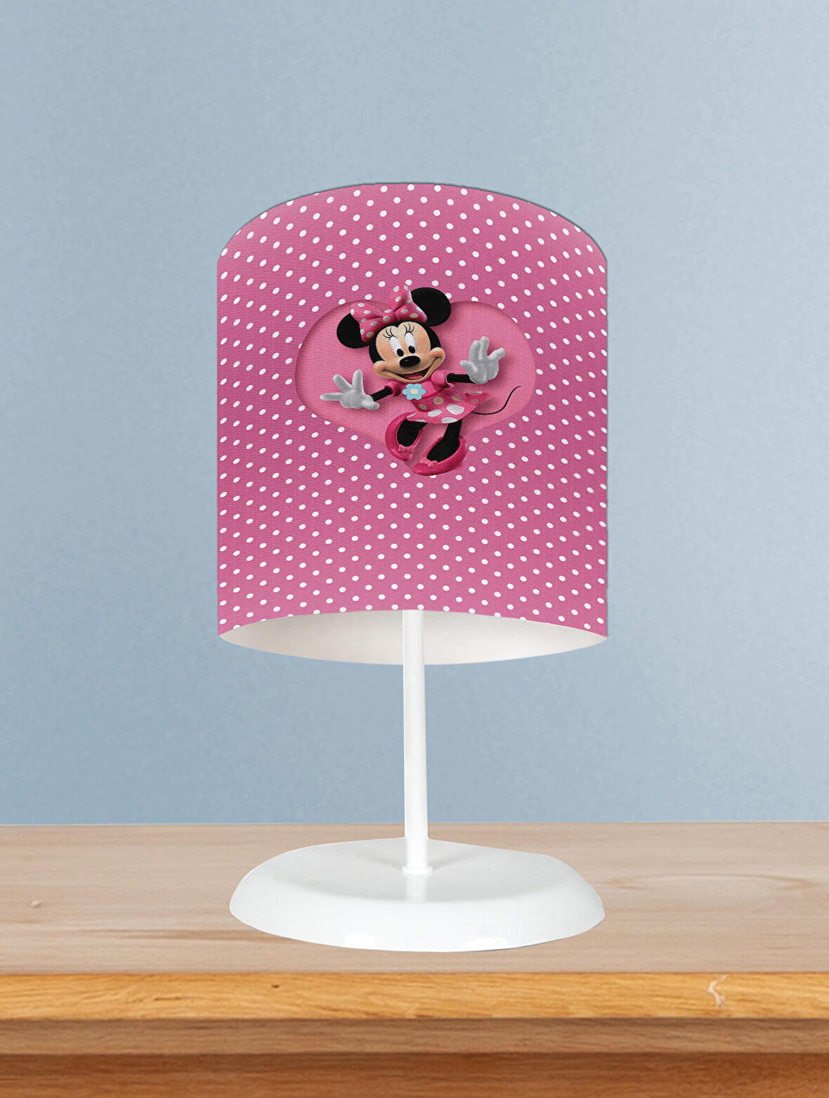 MEKTA HOME BEBEK VE ÇOCUK ODASI Büyük Kalpli Minnie Mause Desenli Abajur