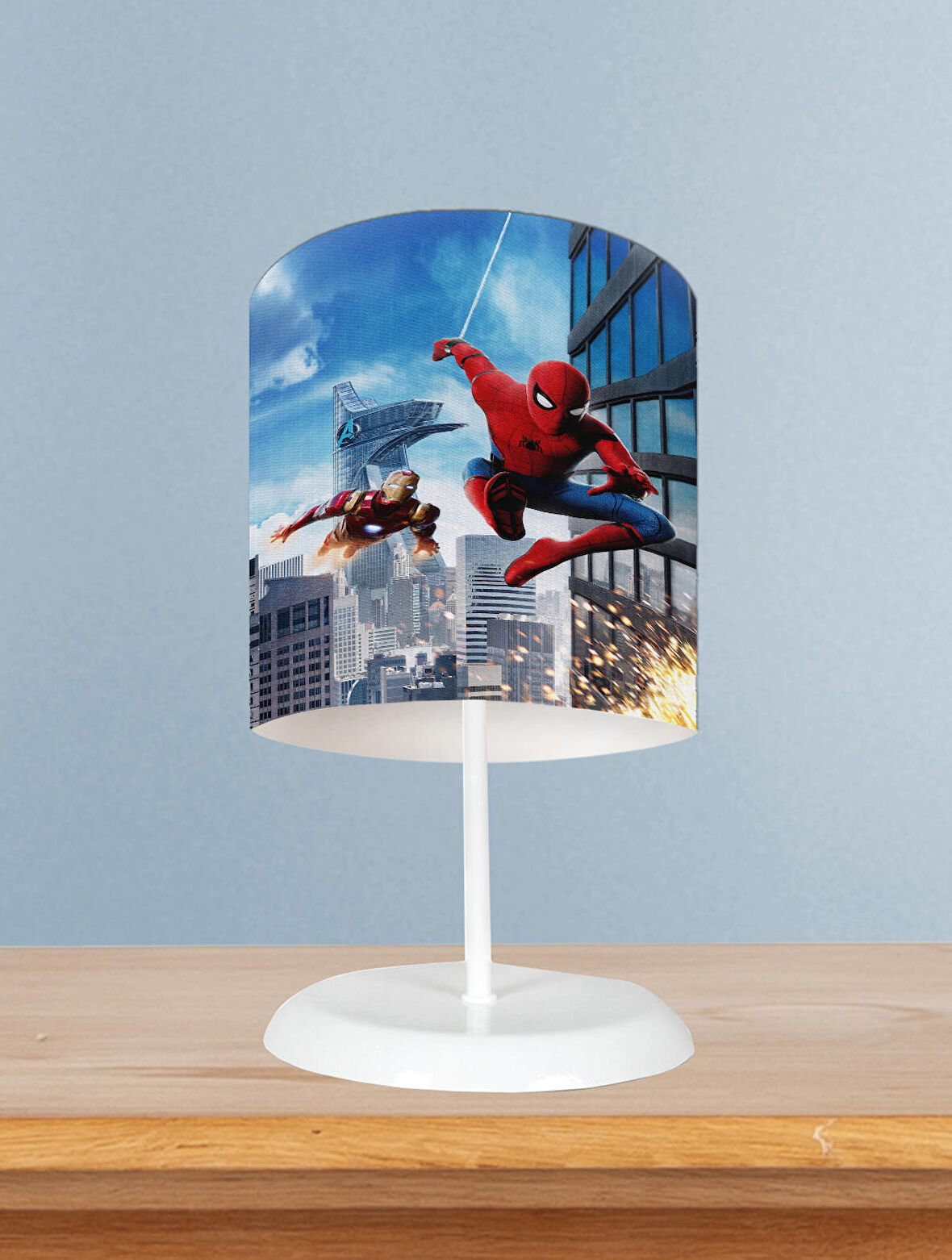 MEKTA HOME BEBEK VE ÇOCUK ODASI Iron Man ve Spider Man Desenli Abajur