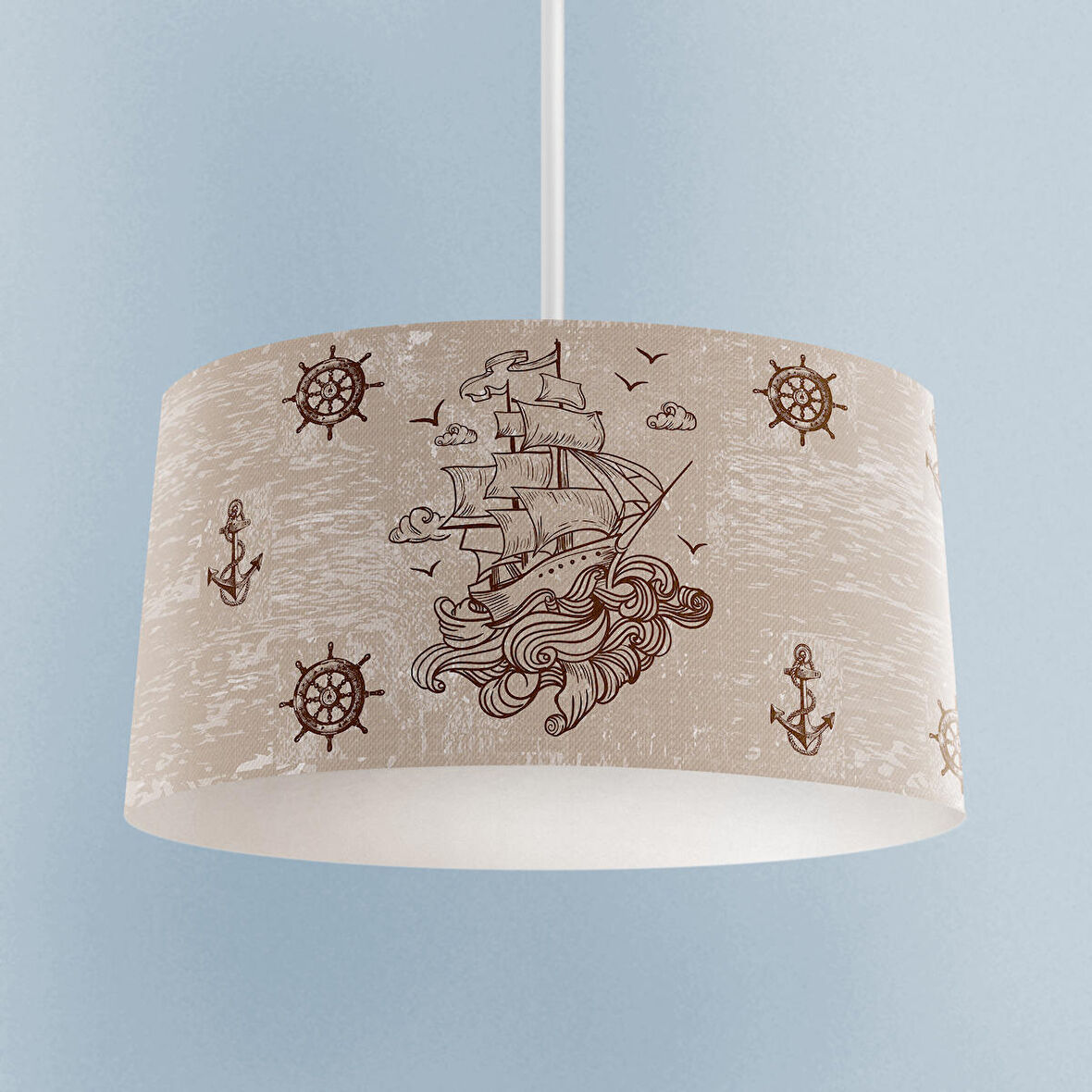 MEKTA HOME BEBEK VE ÇOCUK ODASI Korsan Gemi ve Dümen Desenli Avize