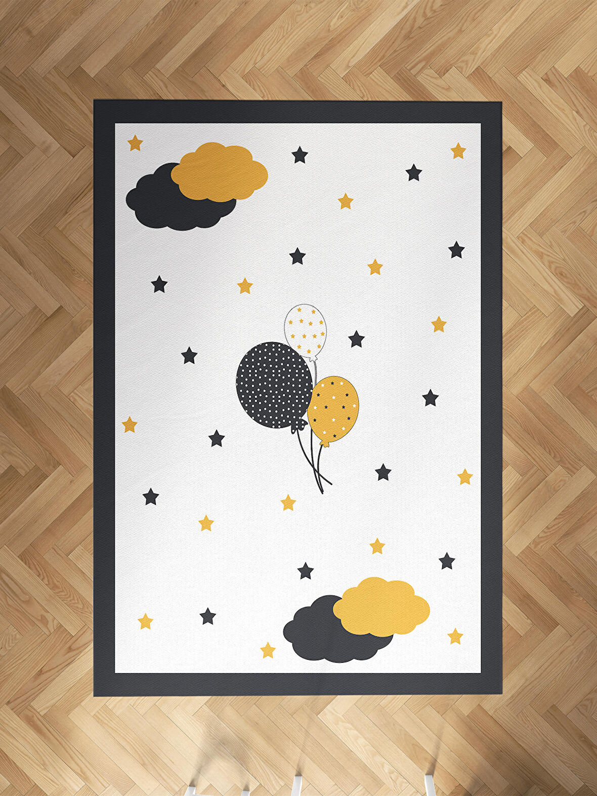 MEKTA HOME BEBEK VE ÇOCUK ODASI Balonlu Yıldız Desenli Halı