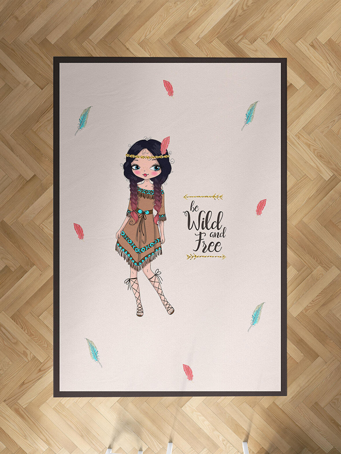MEKTA HOME BEBEK VE ÇOCUK ODASI Kızılderili Desenli Halı