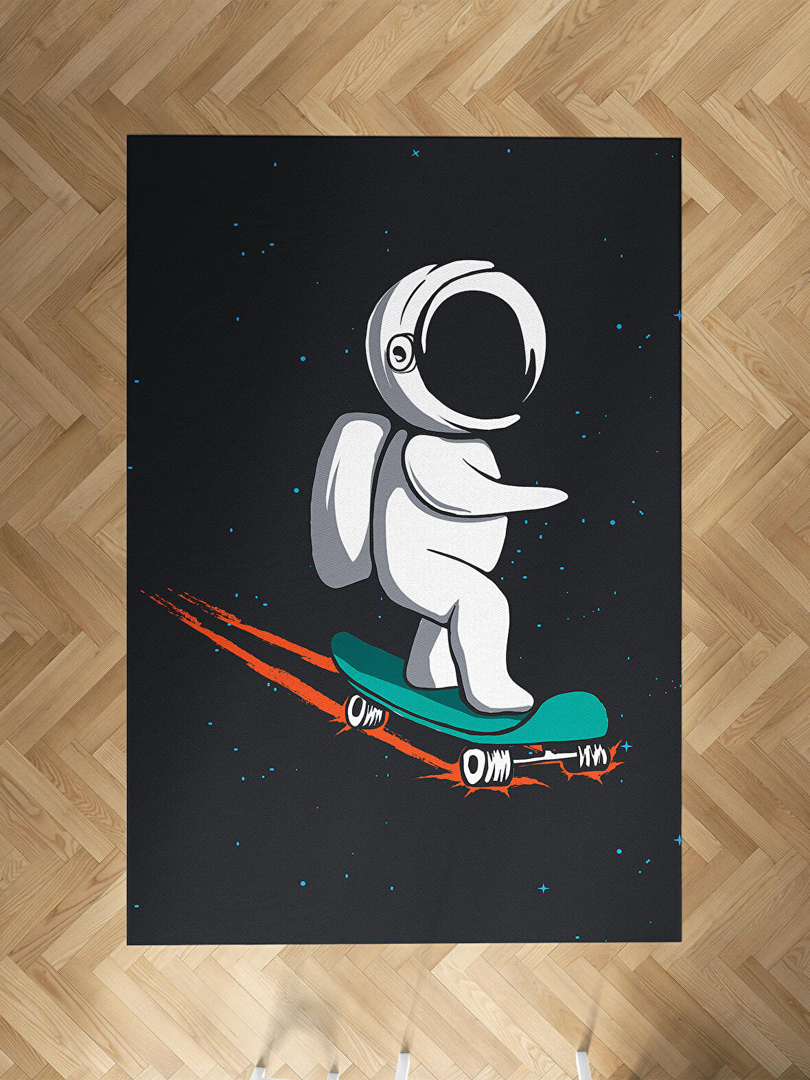 MEKTA HOME BEBEK VE ÇOCUK ODASI Kaykaylı Astronot Desenli Halı