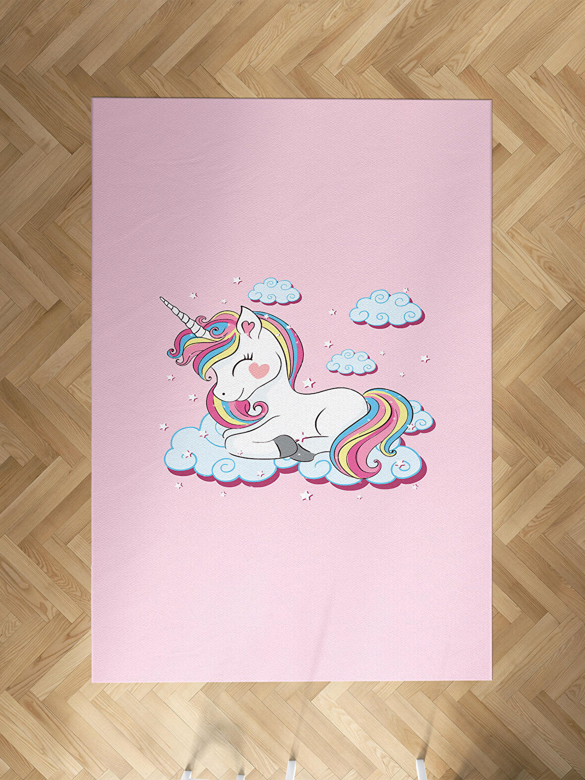 MEKTA HOME BEBEK VE ÇOCUK ODASI Bulutlu Unicorn Desenli Halı