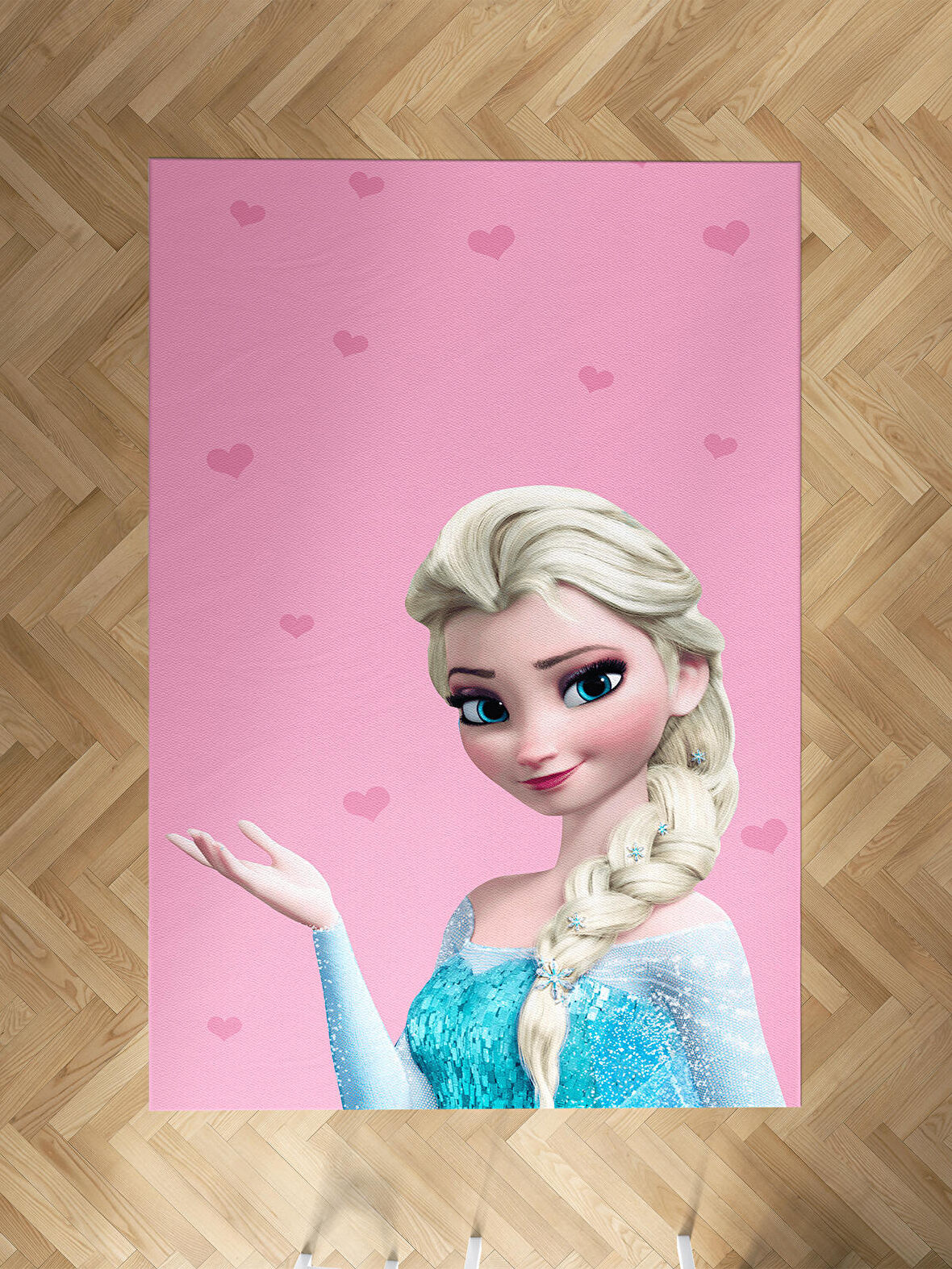 MEKTA HOME BEBEK VE ÇOCUK ODASI Pembe Elsa Desenli Halı