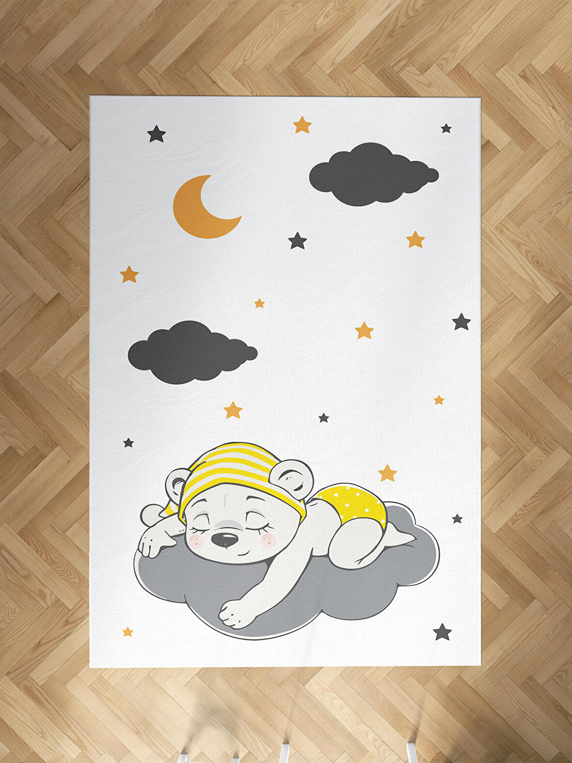 MEKTA HOME BEBEK VE ÇOCUK ODASI Sevimli Uyuyan Ayı Desenli Halı