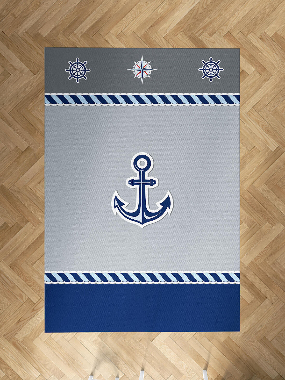 MEKTA HOME BEBEK VE ÇOCUK ODASI Mavi Çapa Desenli Halı