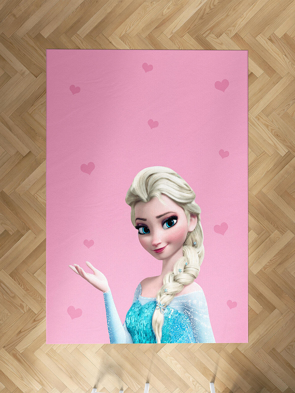 MEKTA HOME BEBEK VE ÇOCUK ODASI Pembe Elsa Desenli Halı