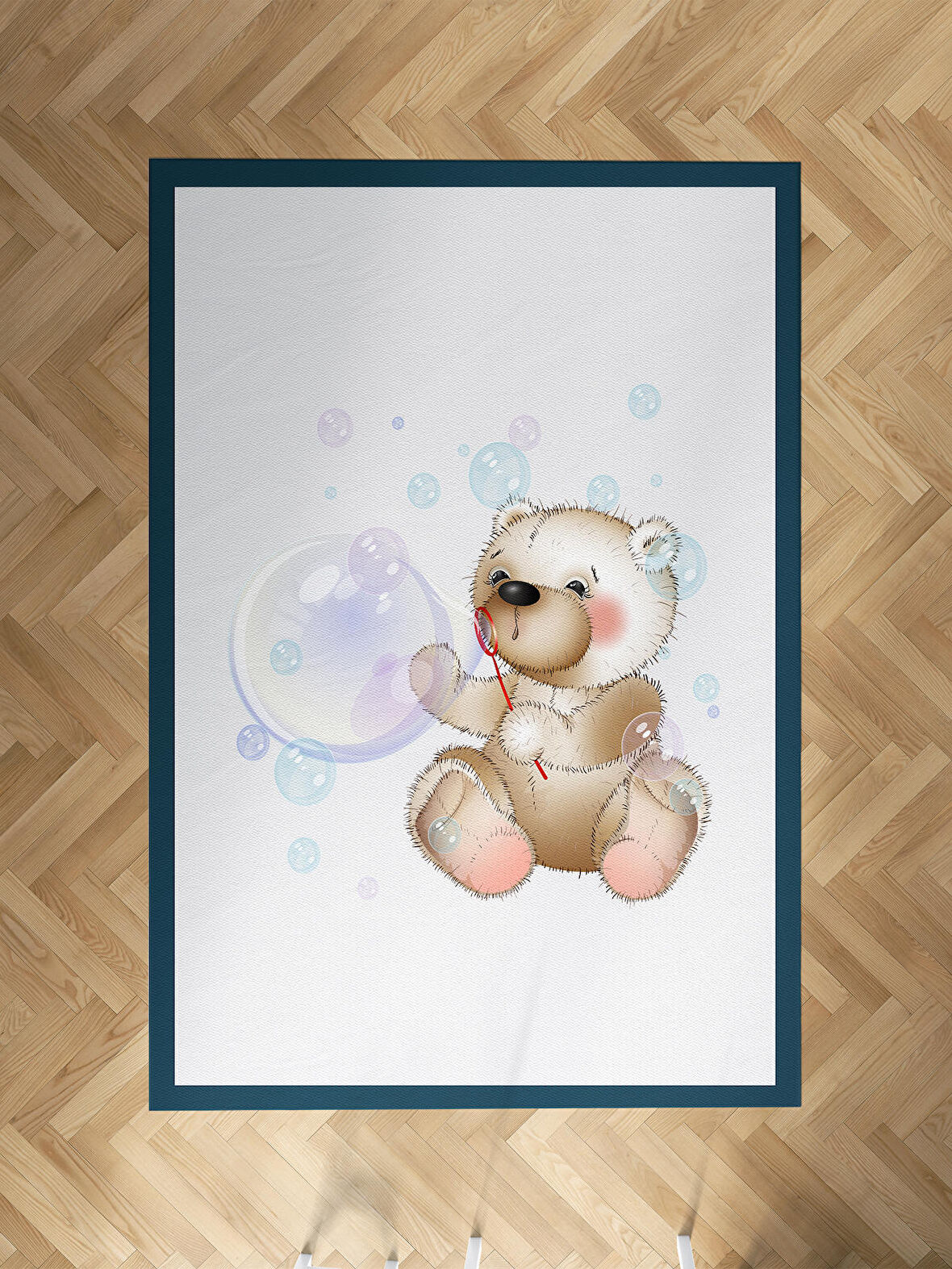 MEKTA HOME BEBEK VE ÇOCUK ODASI Balon Çıkaran Ayıcık Desenli Halı