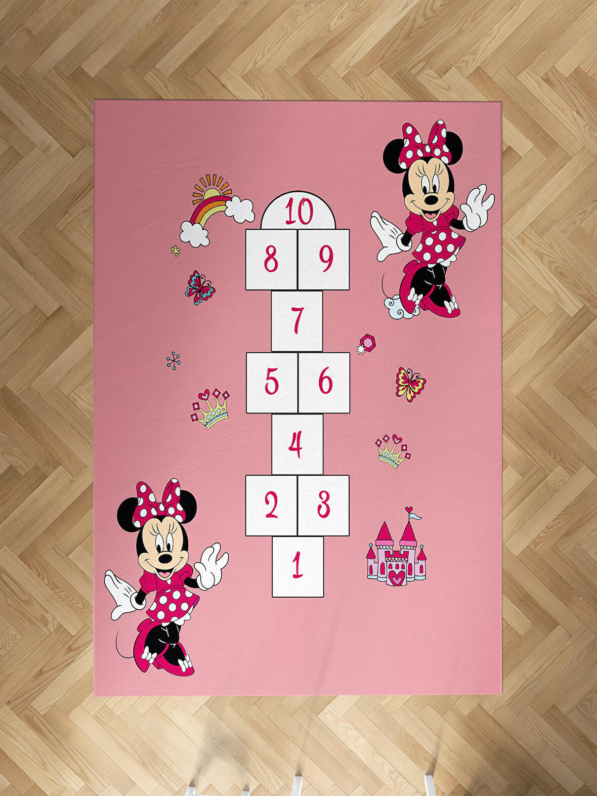 MEKTA HOME BEBEK VE ÇOCUK ODASI Seksekli Minnie Mouse Desenli Halı