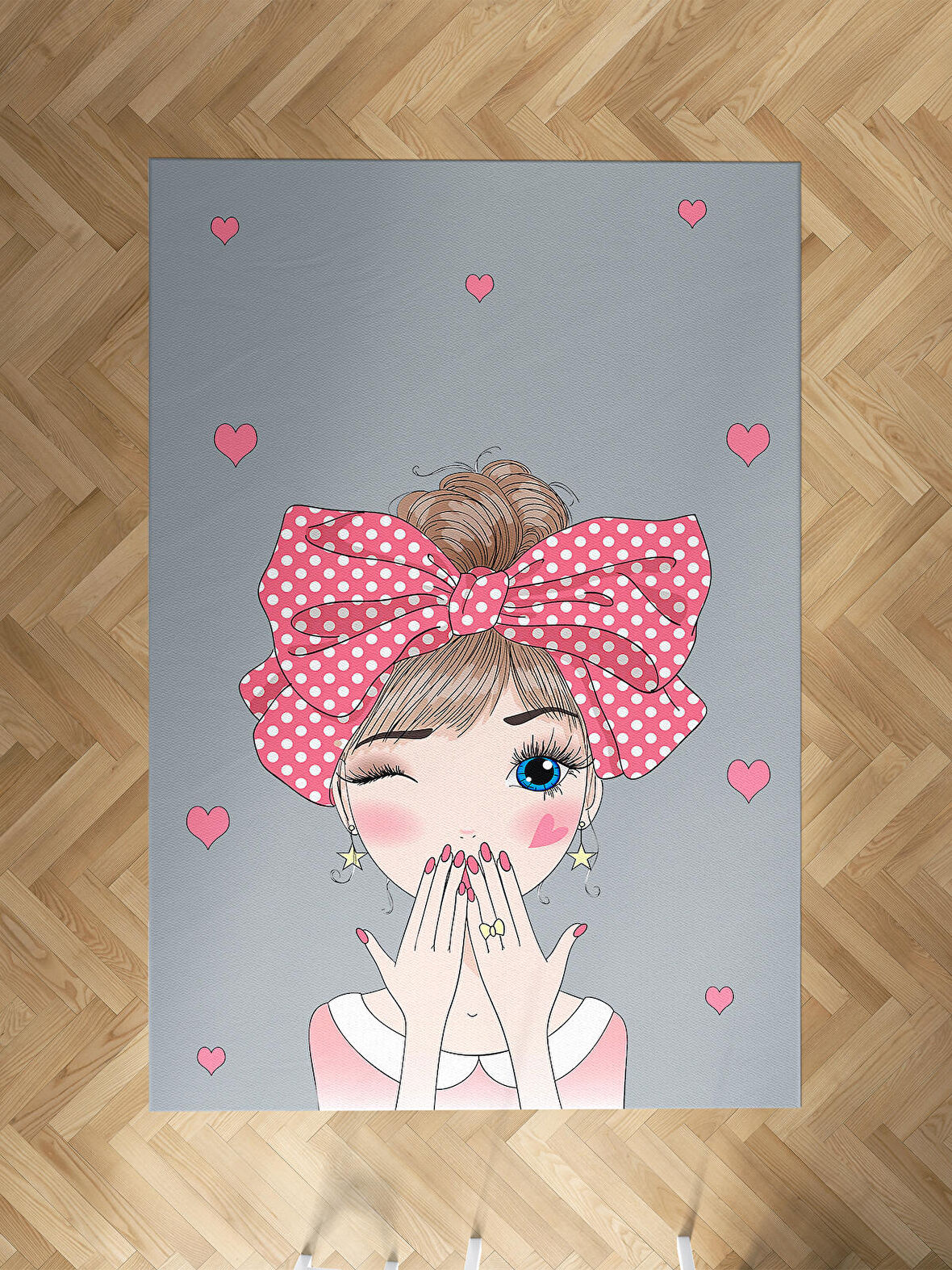 MEKTA HOME BEBEK VE ÇOCUK ODASI Fiyonklu Kız Desenli Halı