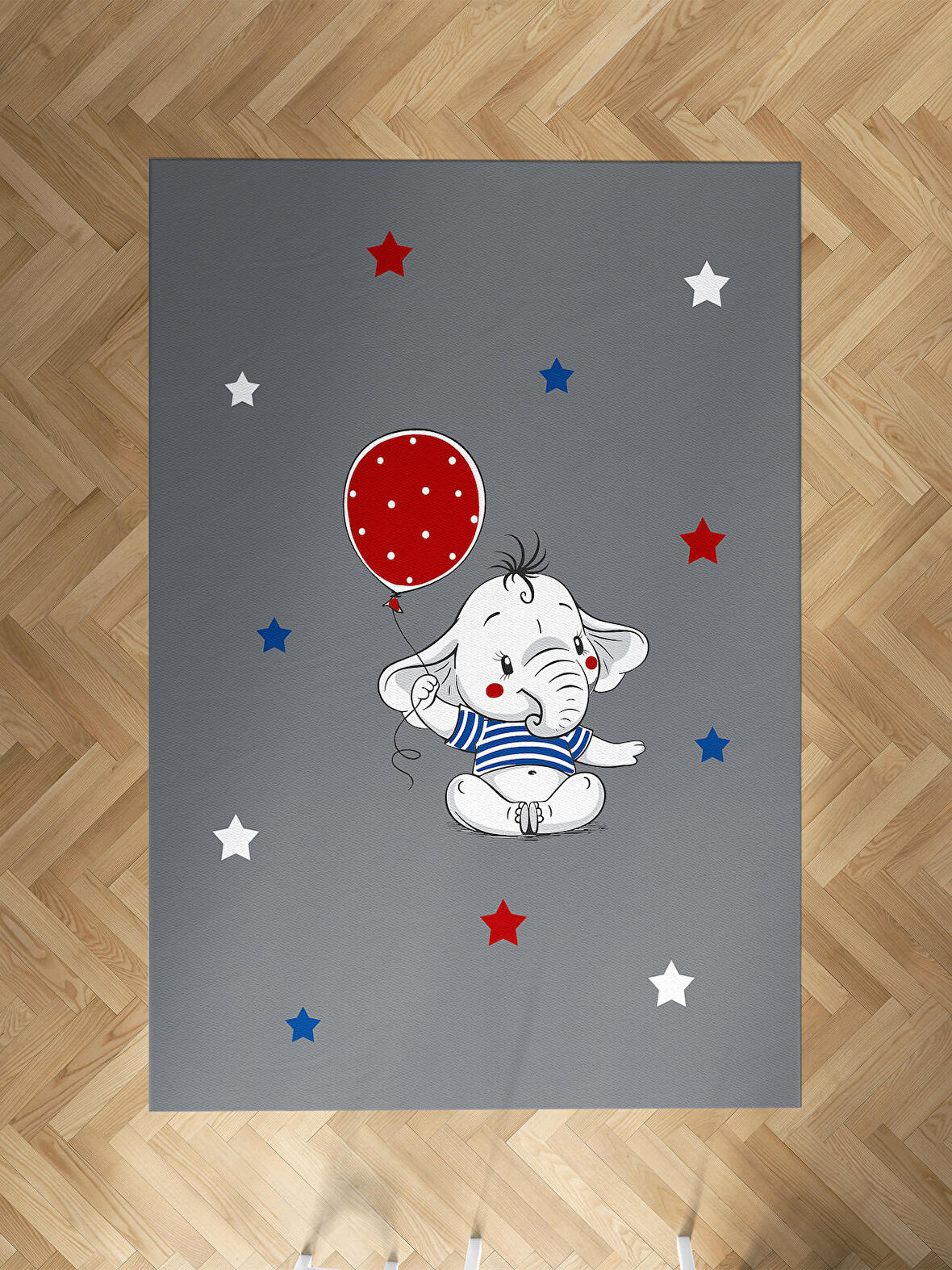 MEKTA HOME BEBEK VE ÇOCUK ODASI Filli Kırmızı Balon Desenli Halı