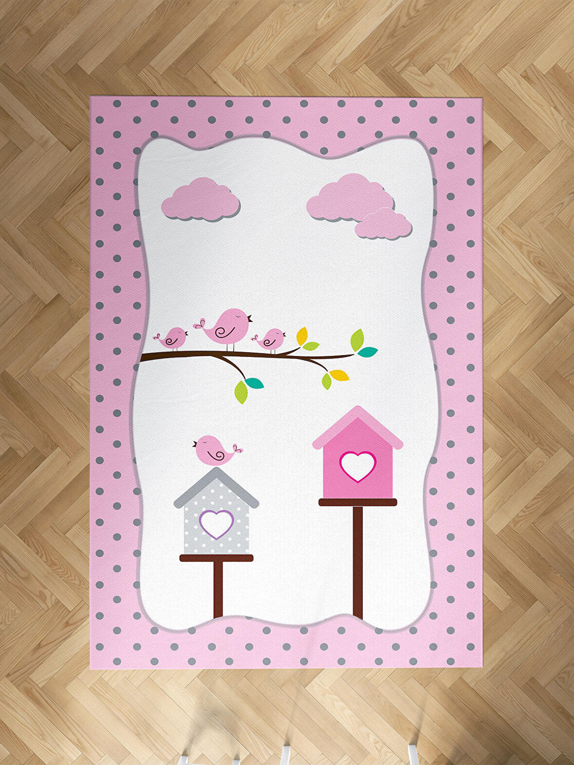 MEKTA HOME BEBEK VE ÇOCUK ODASI kuKş Yuvalı Desenli Halı