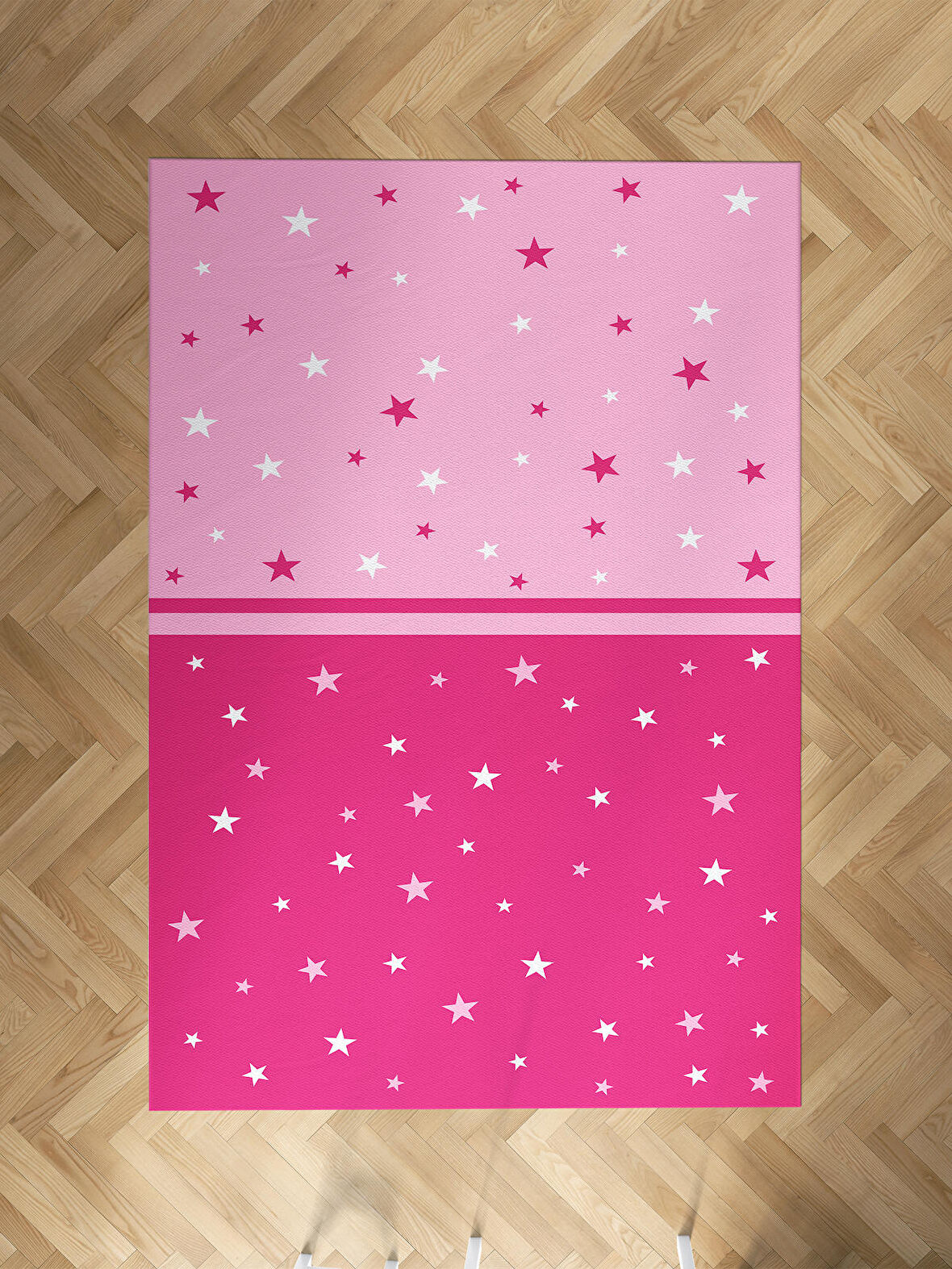 MEKTA HOME BEBEK VE ÇOCUK ODASI İki Renkli Yıldızlı Pembe Halı