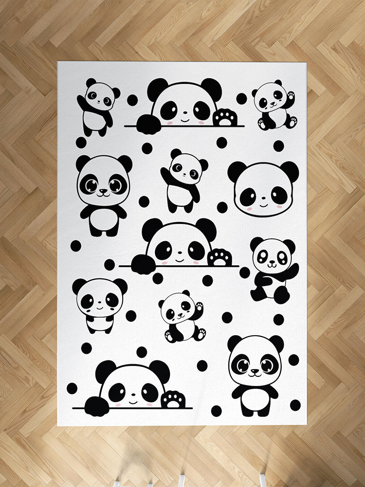 MEKTA HOME BEBEK VE ÇOCUK ODASI El Sallayan Sevimli Panda Desenli Halı