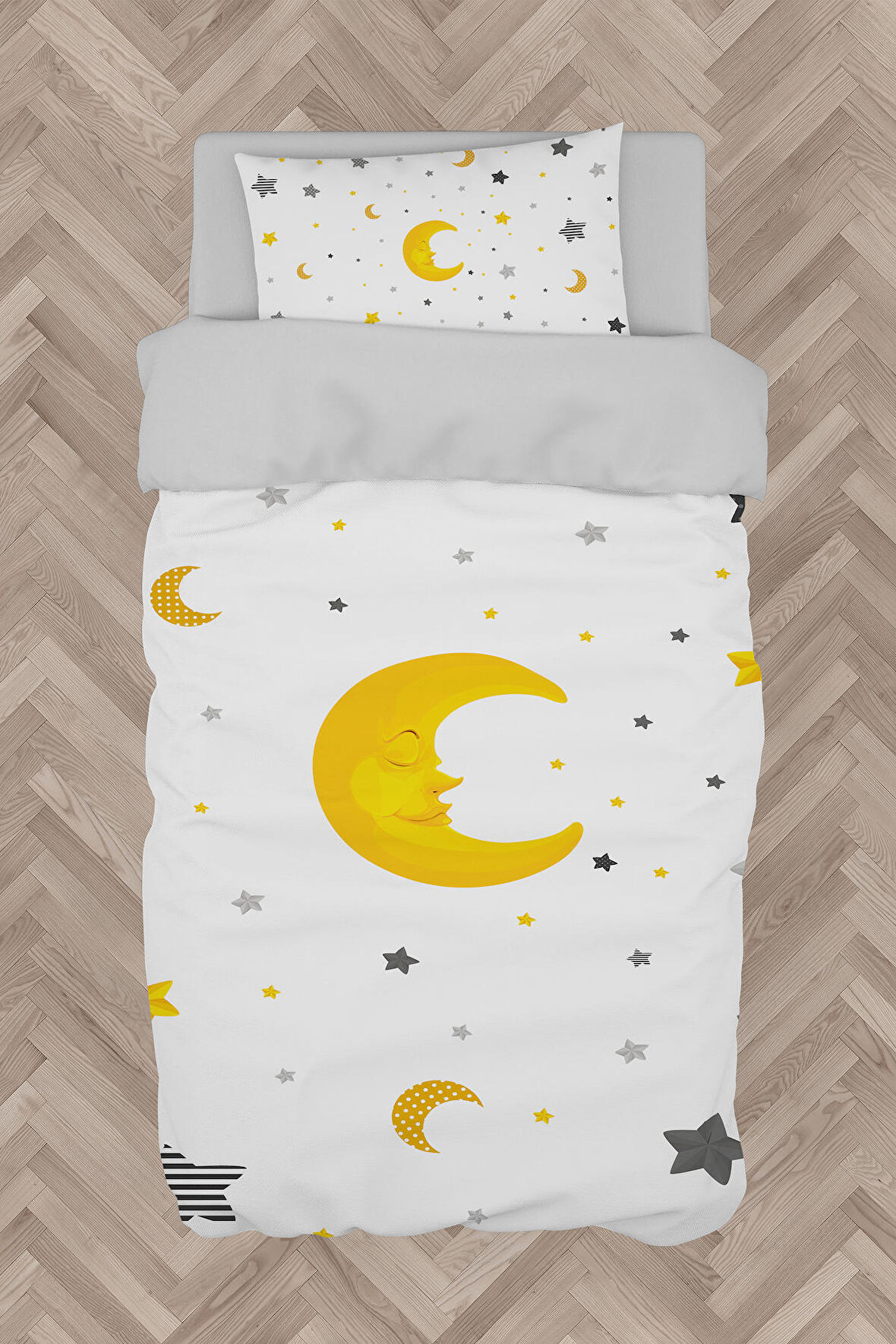 MEKTA HOME BEBEK VE ÇOCUK ODASI Ay ve Yıldız Desenli Nevresim Takımı
