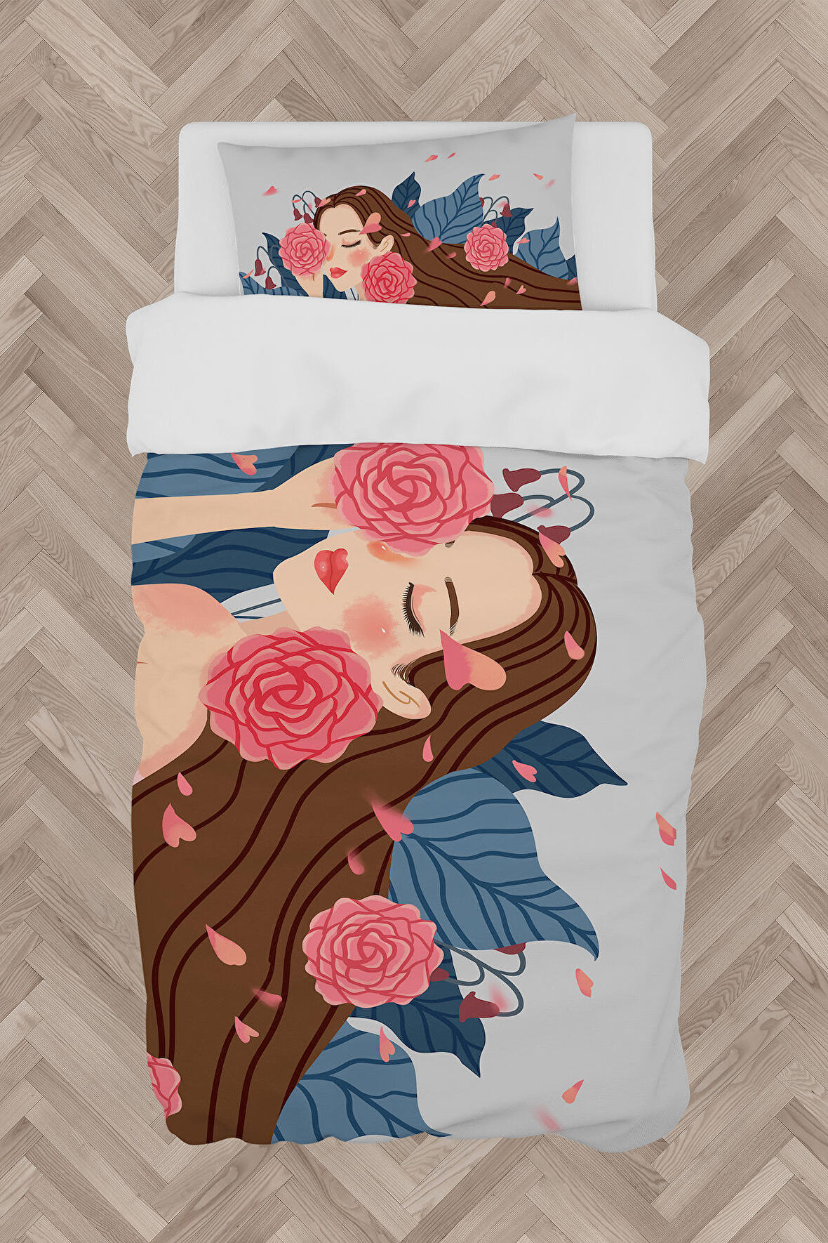 MEKTA HOME BEBEK VE ÇOCUK ODASI Çiçekli Prenses Kız Desenli Nevresim Takımı