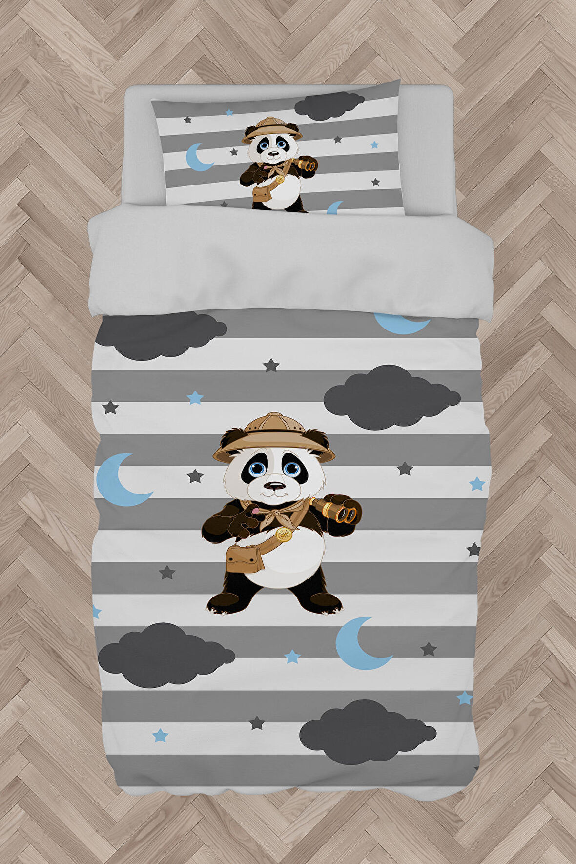 MEKTA HOME BEBEK VE ÇOCUK ODASI İzci Panda Desenli Nevresim Takımı