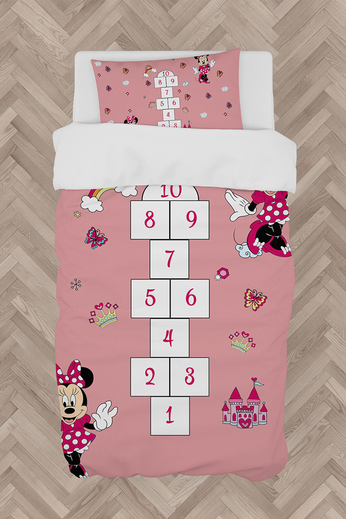 MEKTA HOME BEBEK VE ÇOCUK ODASI Seksekli Minnie Mouse Desenli Nevresim Takımı