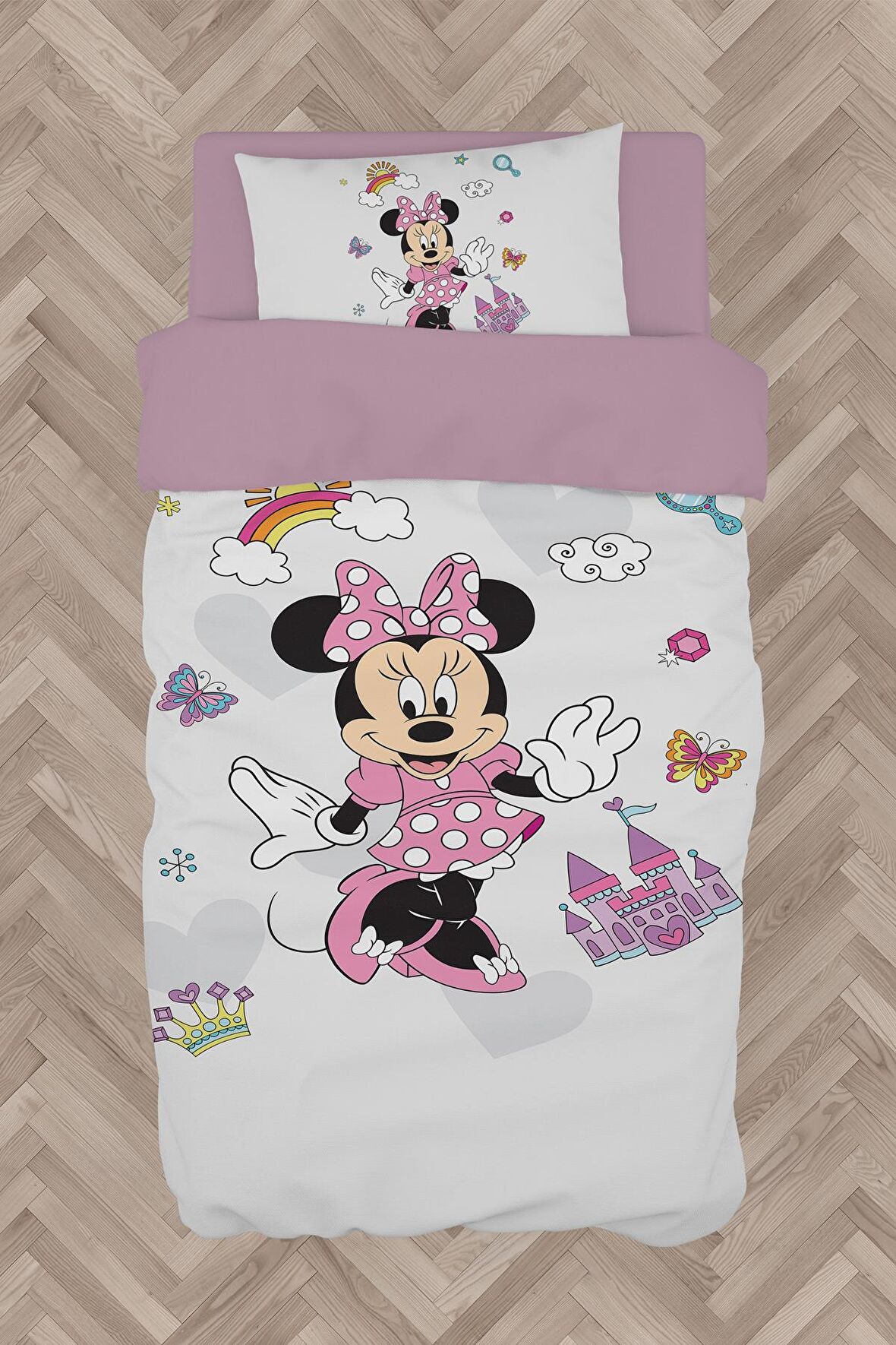 MEKTA HOME BEBEK VE ÇOCUK ODASI Minnie Mause Küçük Figür Desenli Nevresim Takımı