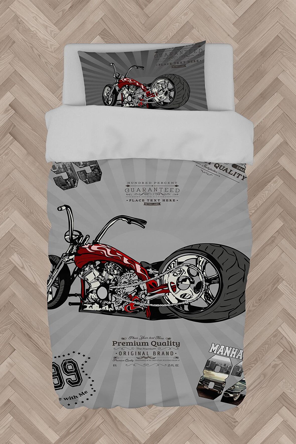 MEKTA HOME BEBEK VE ÇOCUK ODASI Motor Desenli Nevresim Takımı