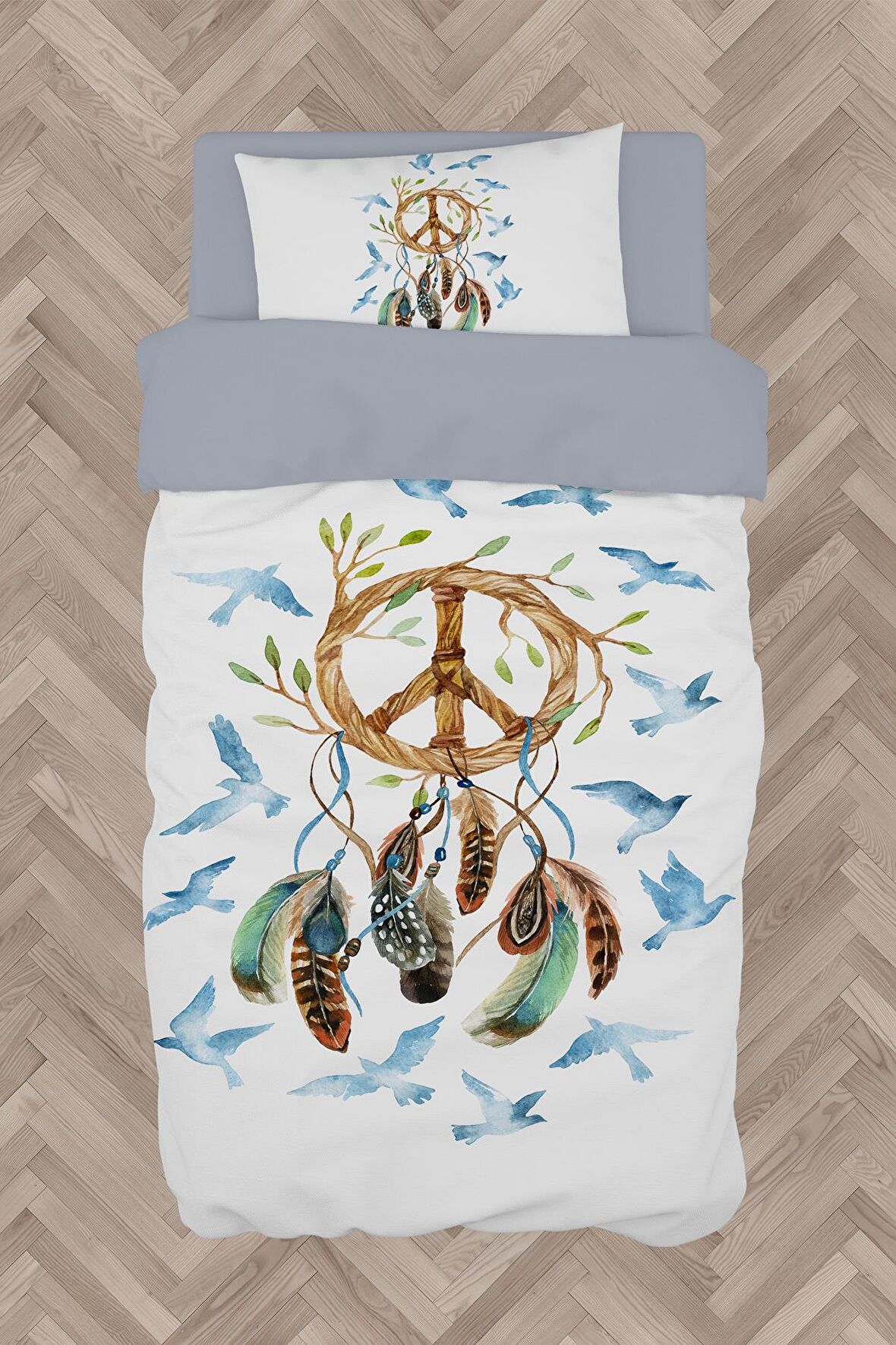 MEKTA HOME BEBEK VE ÇOCUK ODASI Kuş Desenli Nevresim Takımı