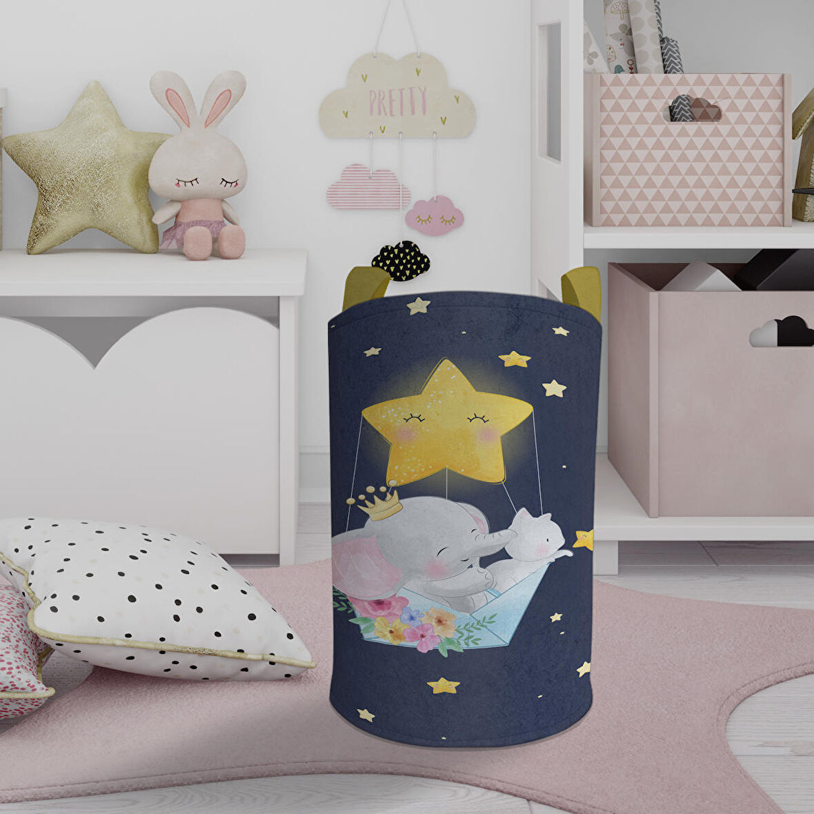 MEKTA HOME BEBEK VE ÇOCUK ODASI Sevimli Hayvanlar Desenli Oyuncak Sepeti