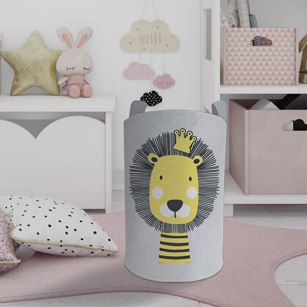 MEKTA HOME BEBEK VE ÇOCUK ODASI Aslan Desenli Oyuncak Sepeti